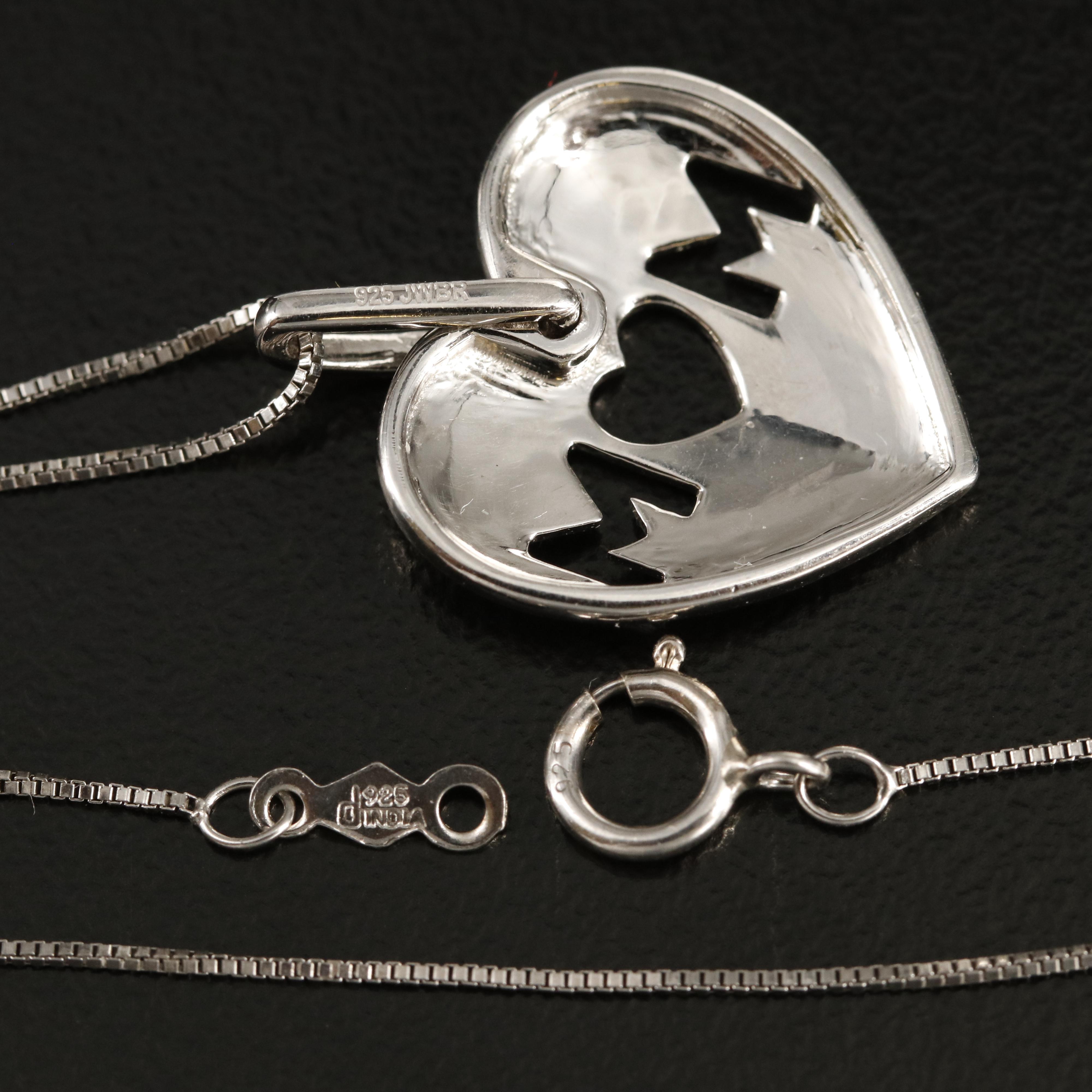 Sterling "MOM" Heart Pendant Necklace