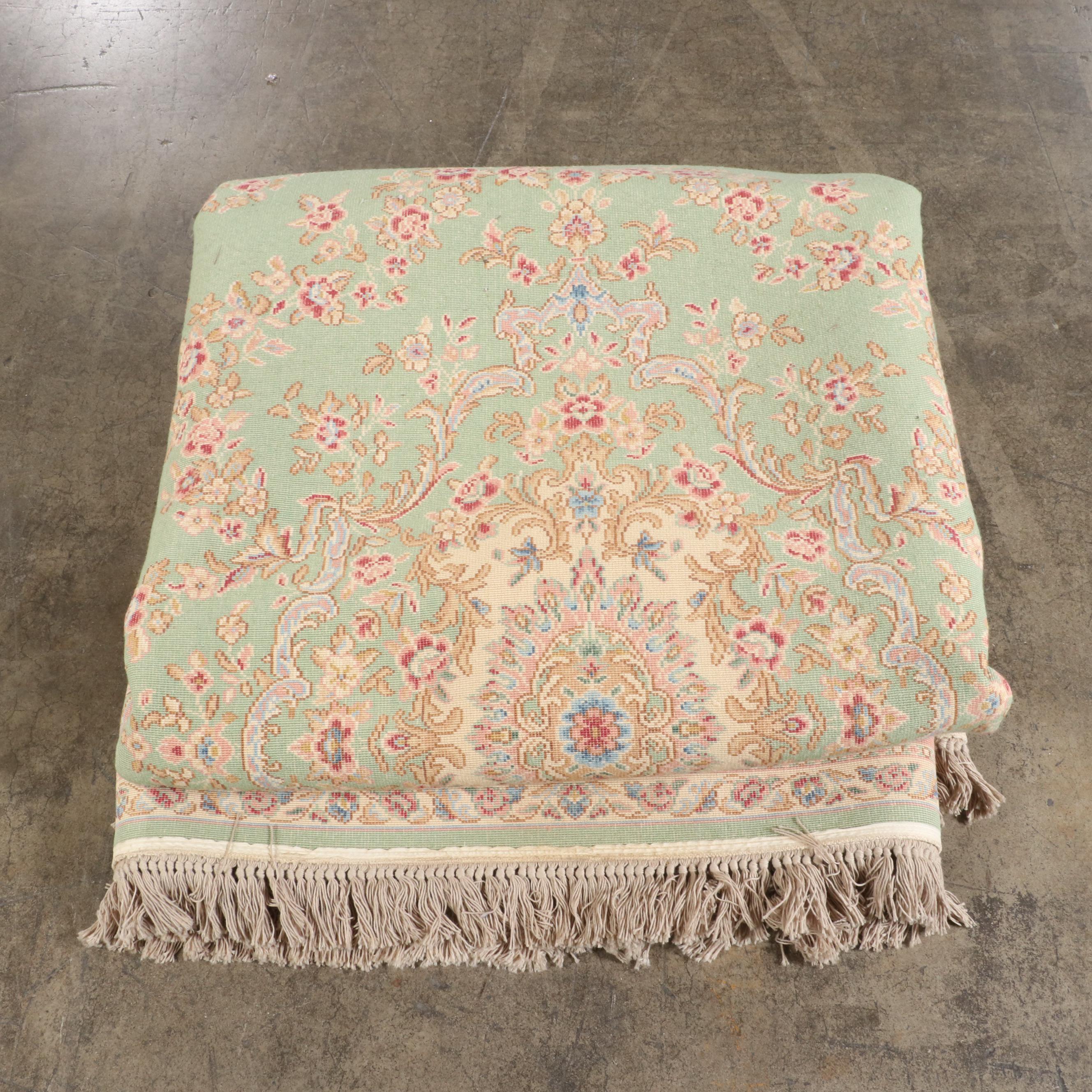 8'8 x 12'9 Machine Made Karastan Green Medallion Kirman Room Sized Rug