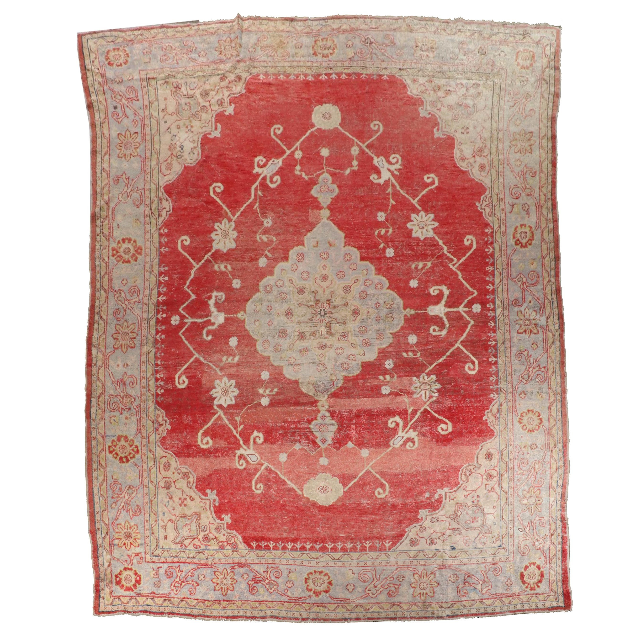 10'8 x 14' Antique Hand-Knotted Turkish Oushak Area Rug, Circa 1910