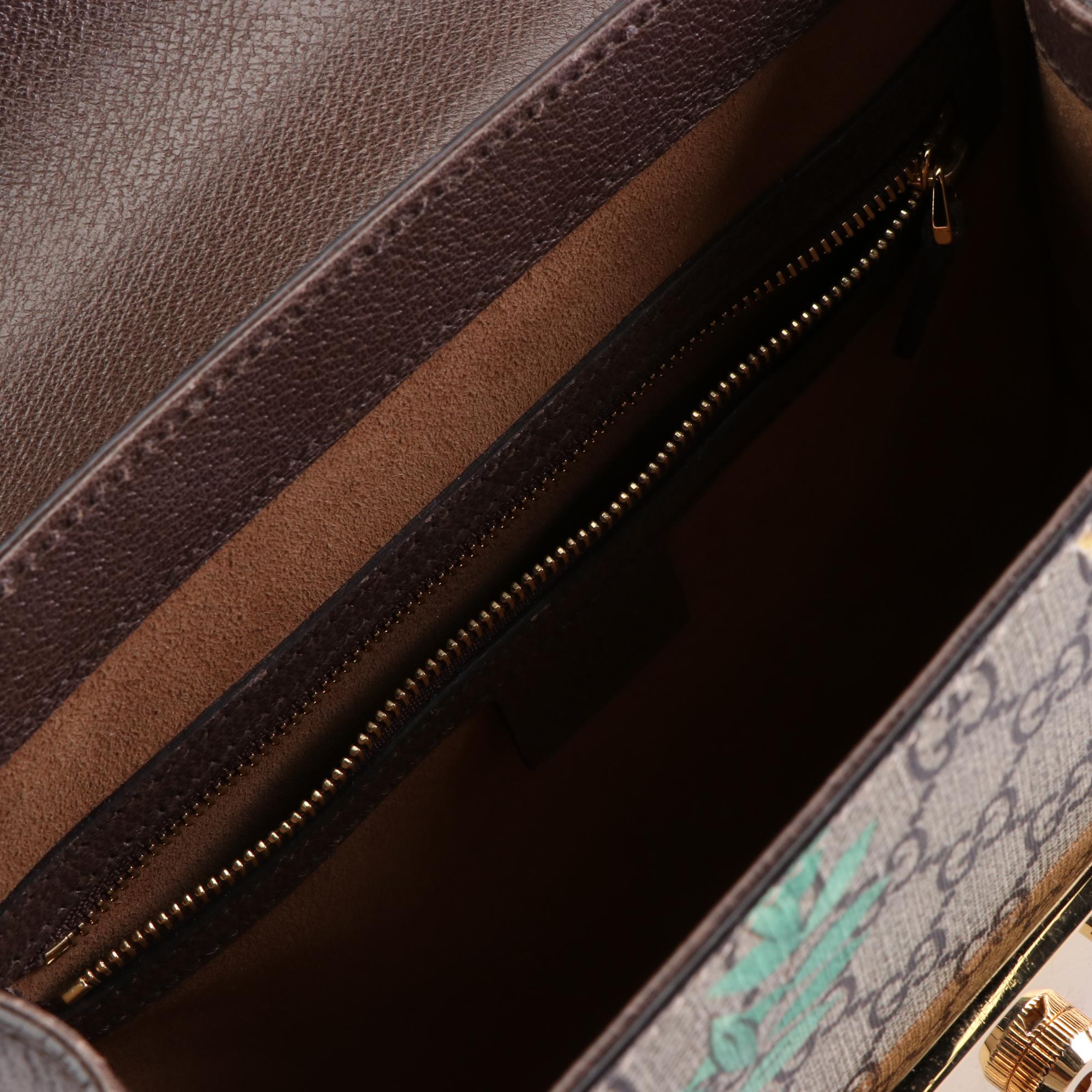 Gucci Small Padlock Top-Handle Bag in Floral GG Supreme Canvas and Leather