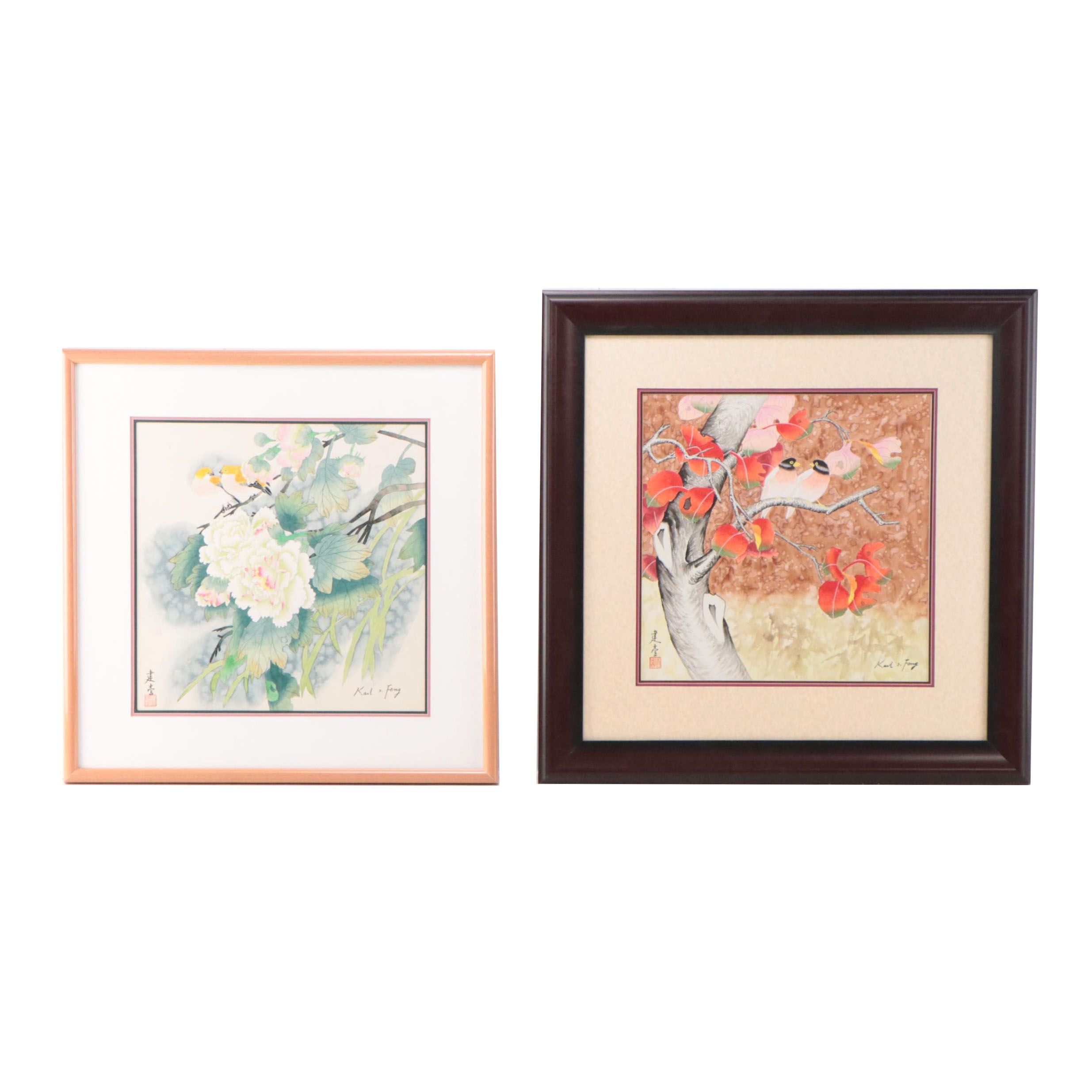 Karl J. Feng Watercolor Paintings of Birds and Flowers