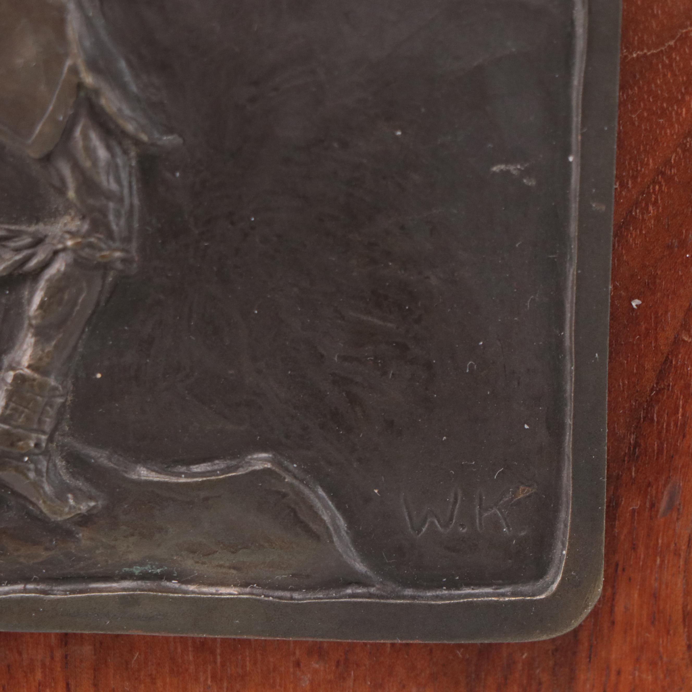 Native American Inspired Cast Bronze Relief Sculpture of Dancer