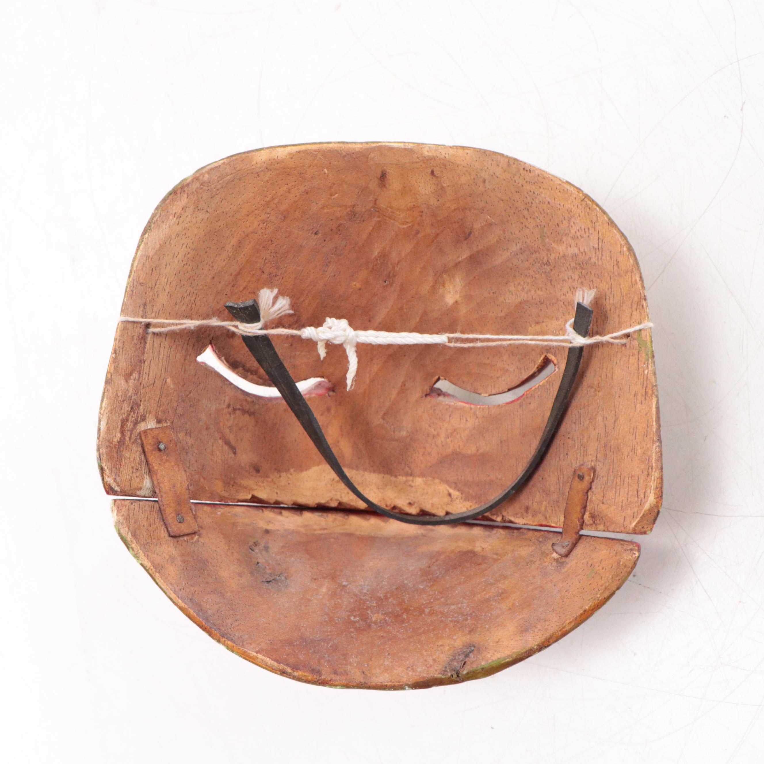 Balinese Polychrome Carved Wood Frog Mask