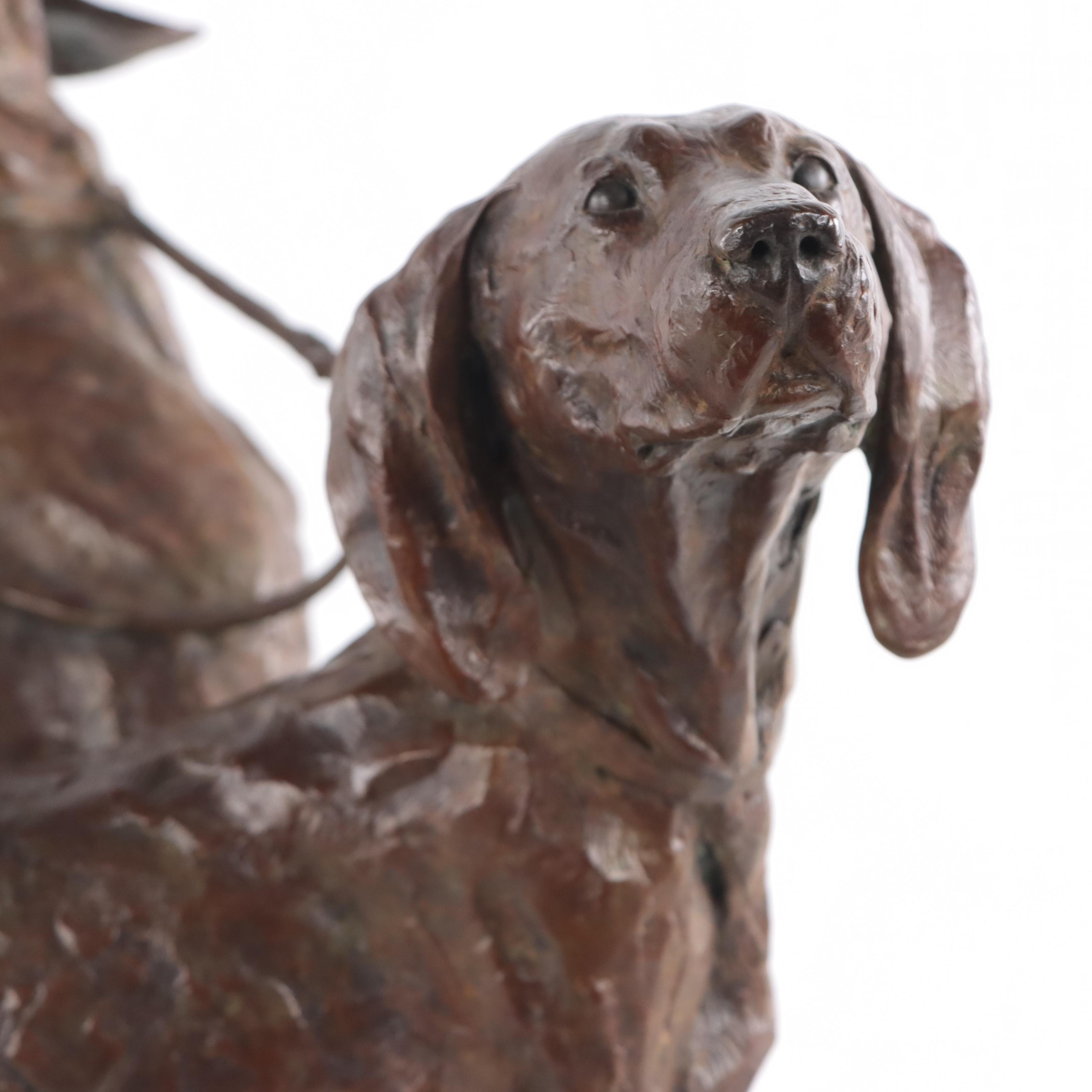 Walter Matia Bronze Sculpture of Hunting Dogs
