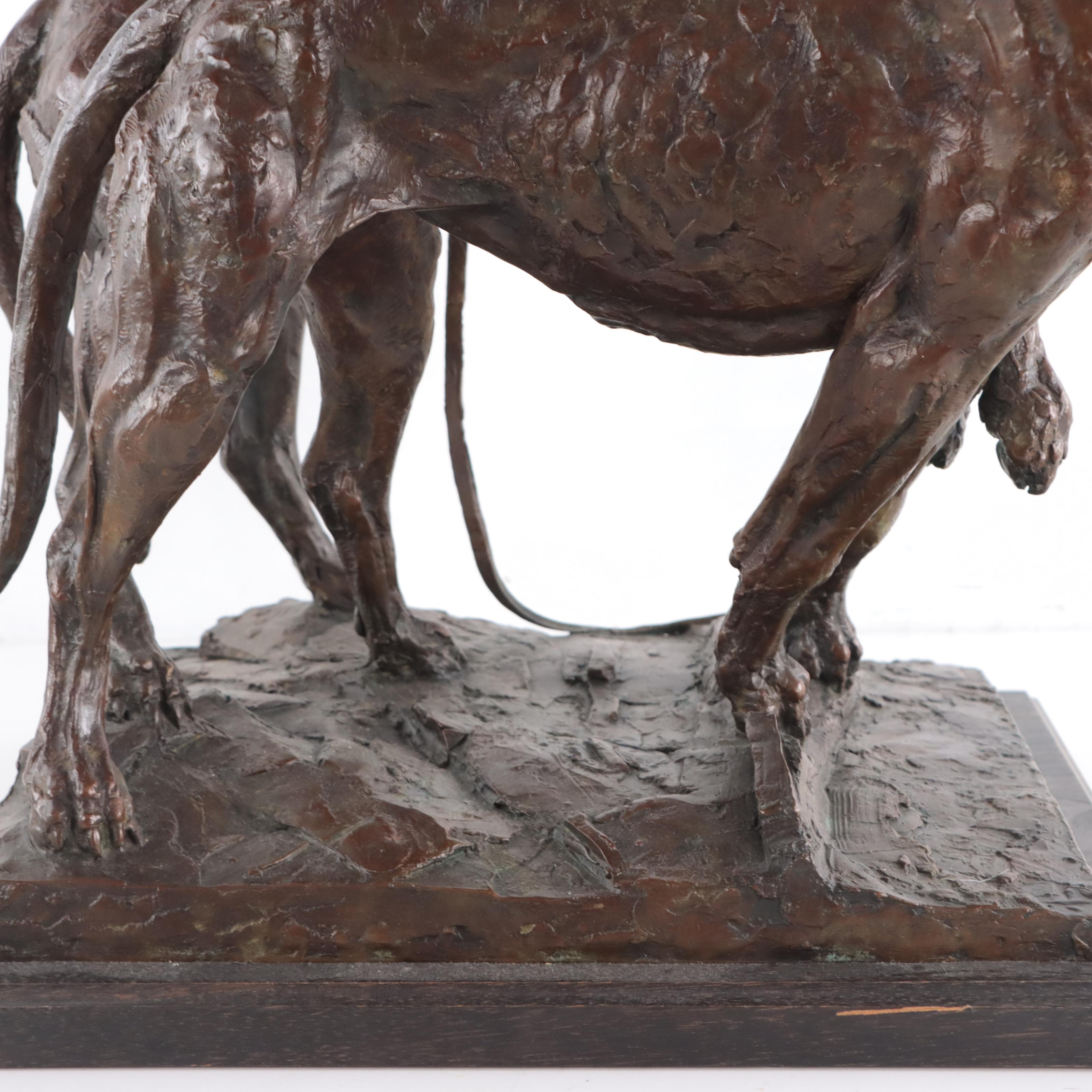 Walter Matia Bronze Sculpture of Hunting Dogs