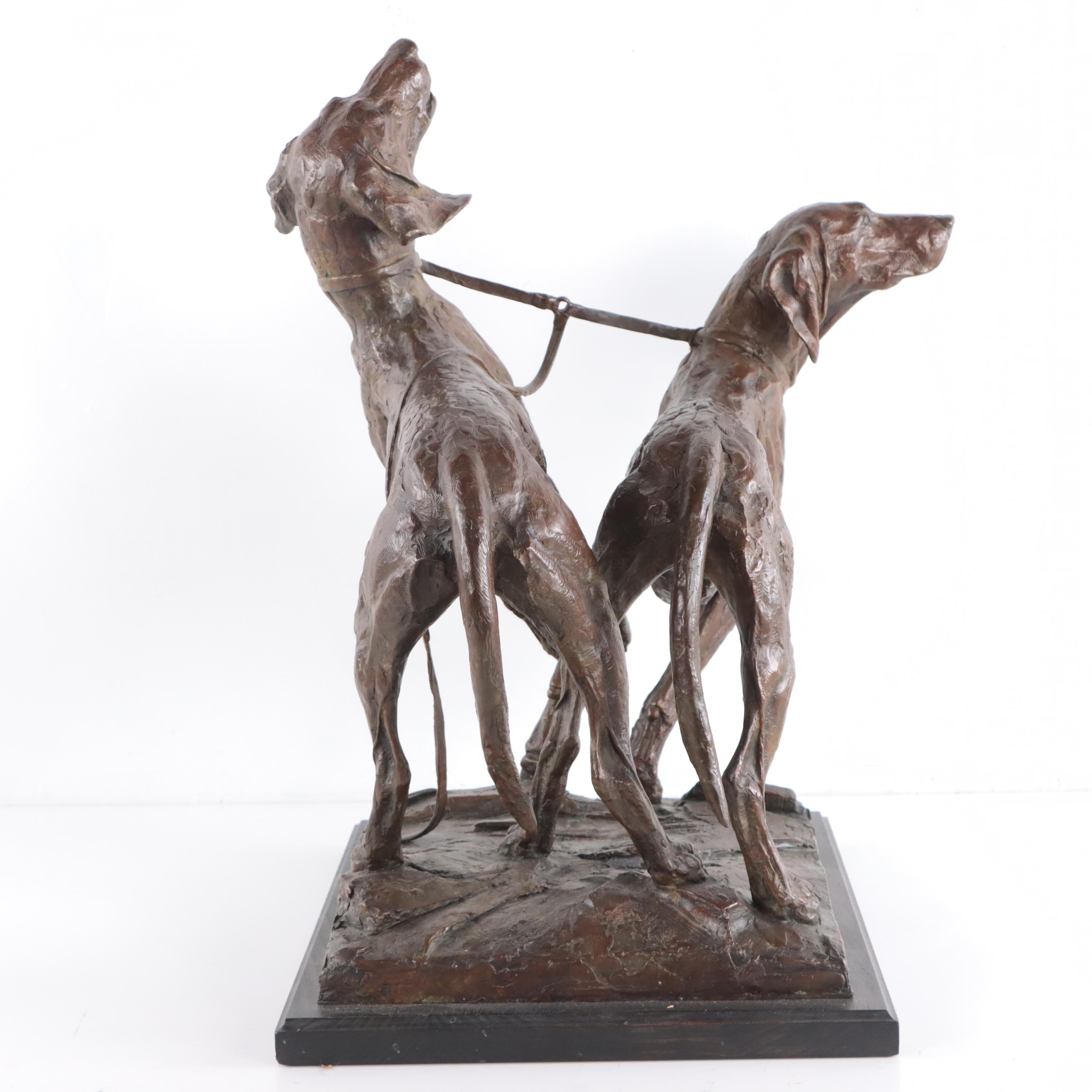 Walter Matia Bronze Sculpture of Hunting Dogs