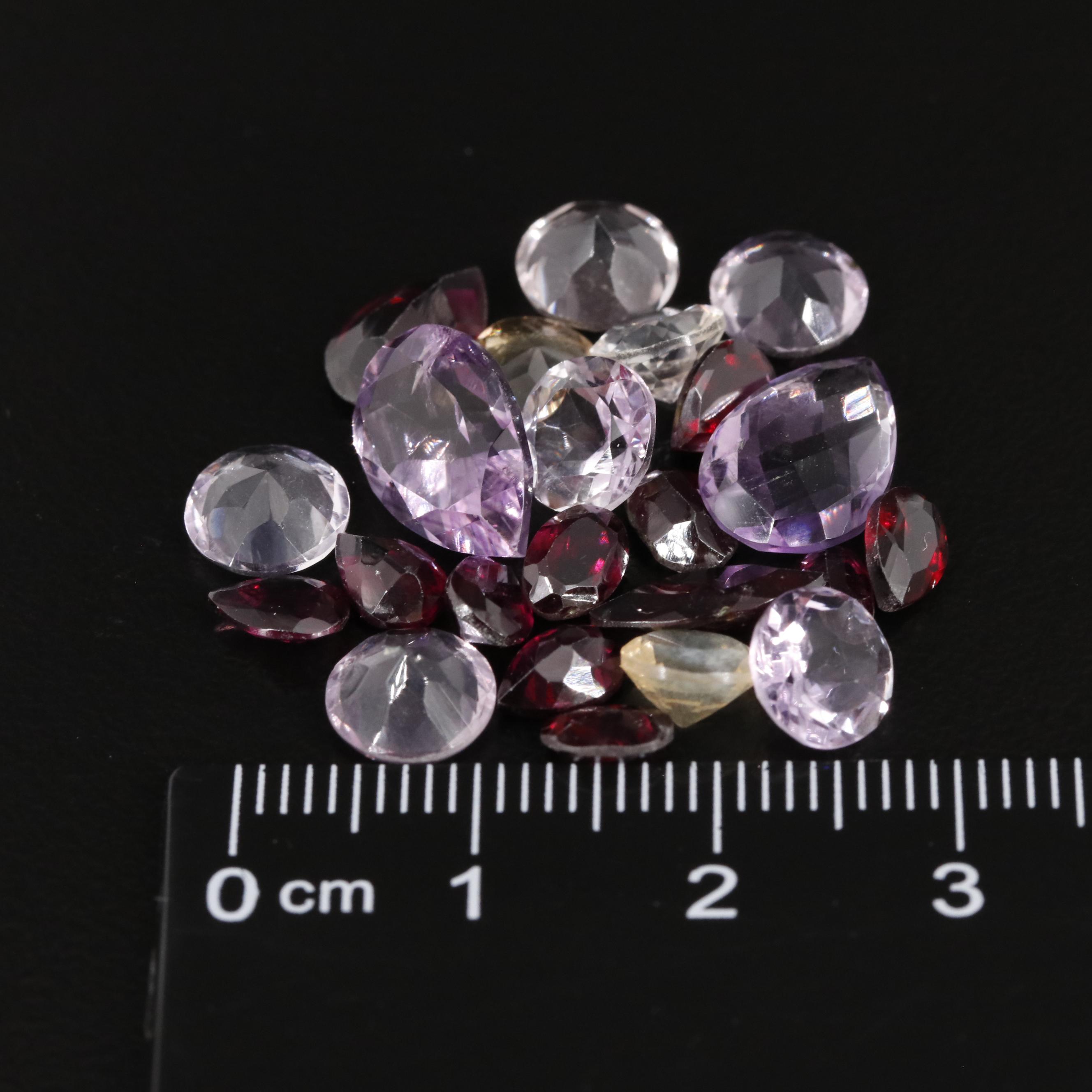 Loose 22.80 CTW Amethyst, Rhodolite Garnet and Citrine Lot