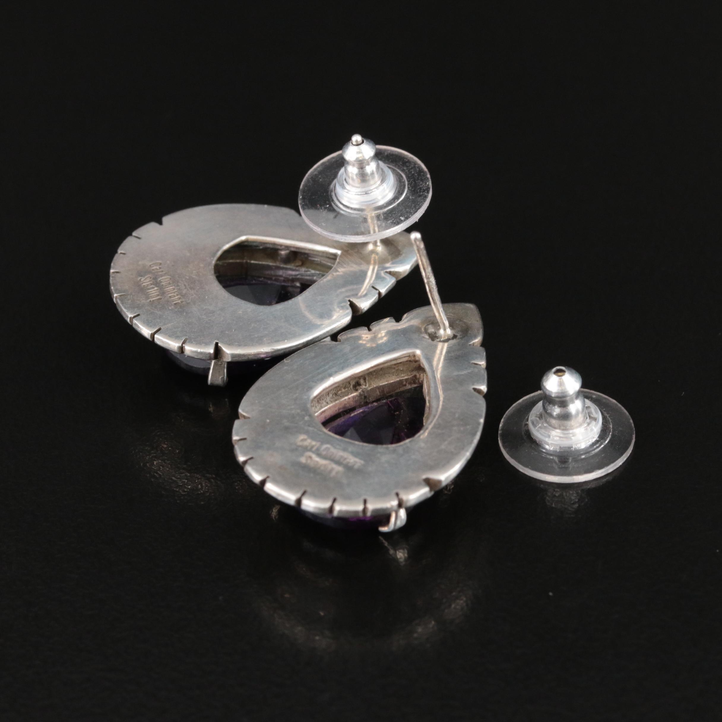 Carl Quintana, Navajo Sterling Amethyst Earrings