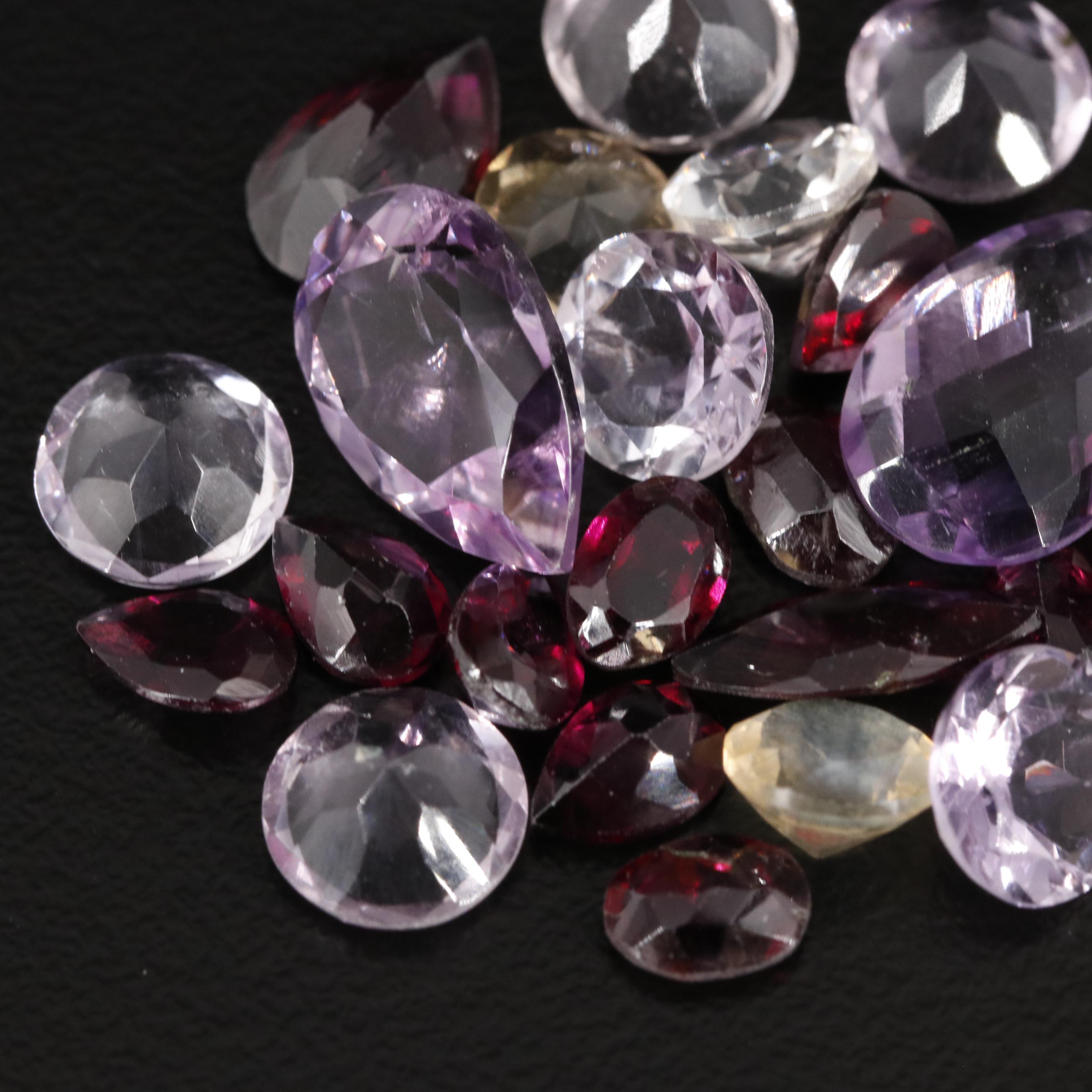 Loose 22.80 CTW Amethyst, Rhodolite Garnet and Citrine Lot