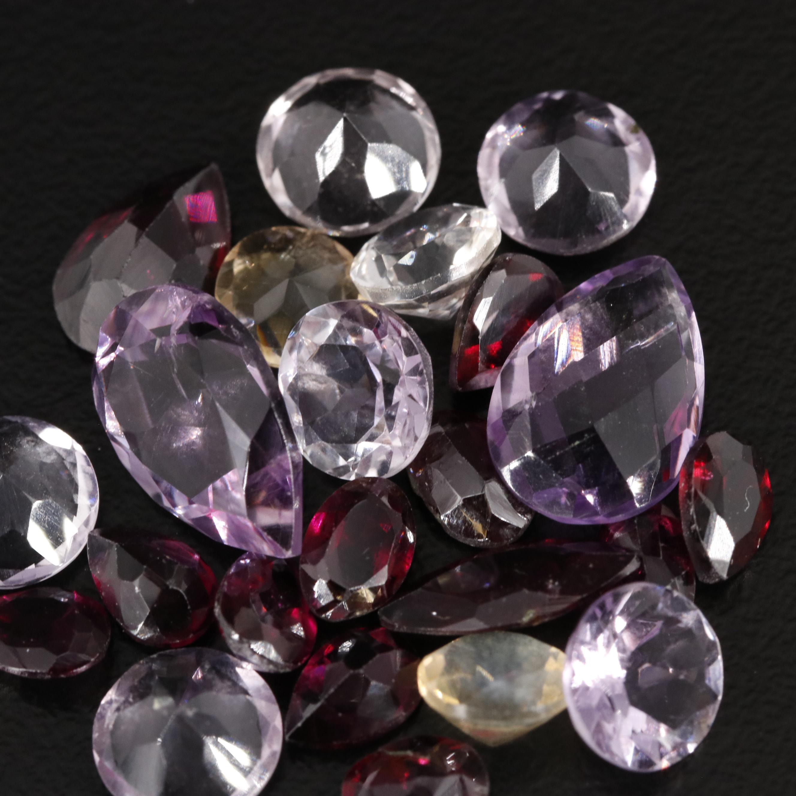 Loose 22.80 CTW Amethyst, Rhodolite Garnet and Citrine Lot