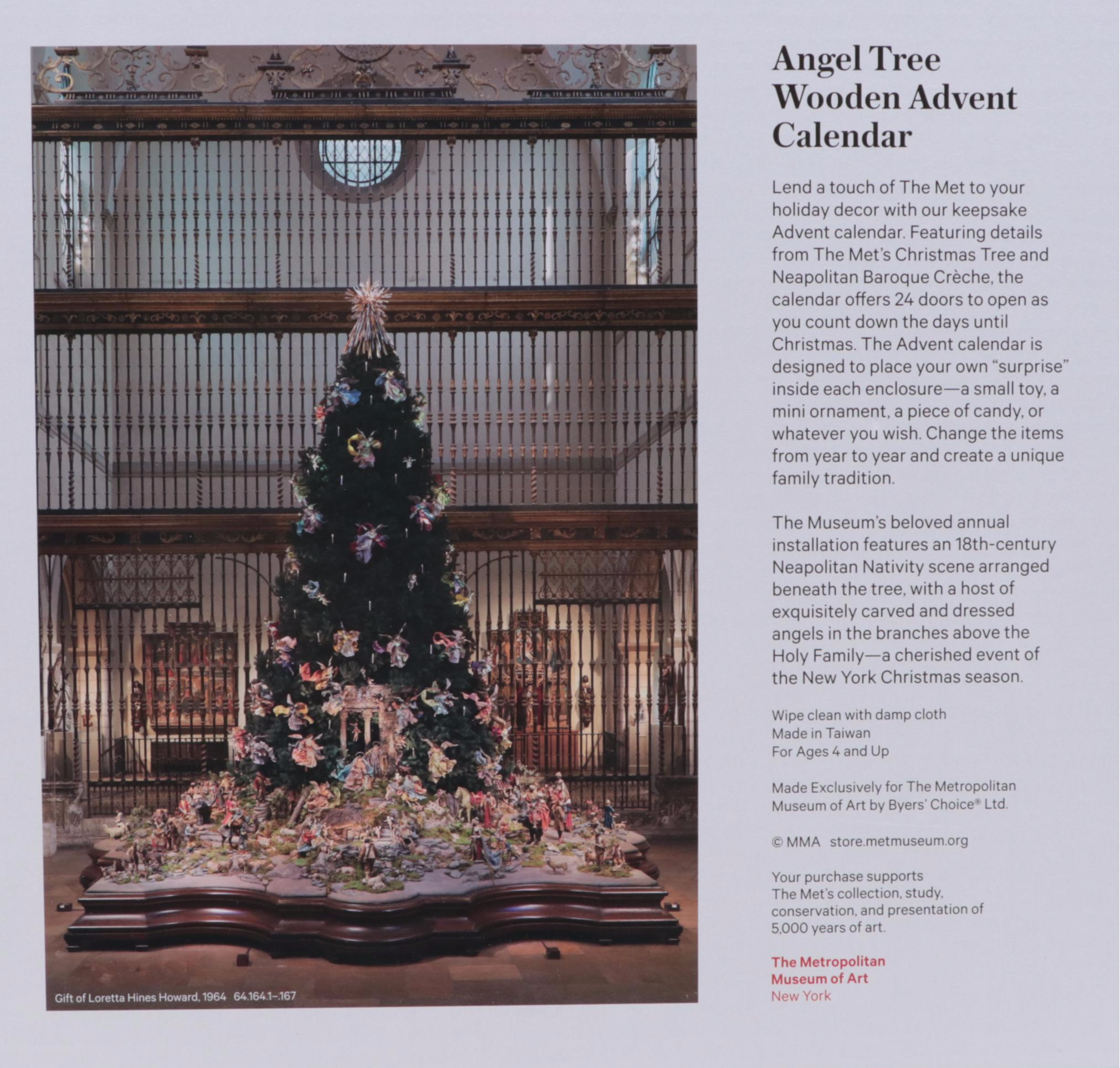 The Metropolitan Museum of Art for Byer's Choice Angel Tree Advent Calendar