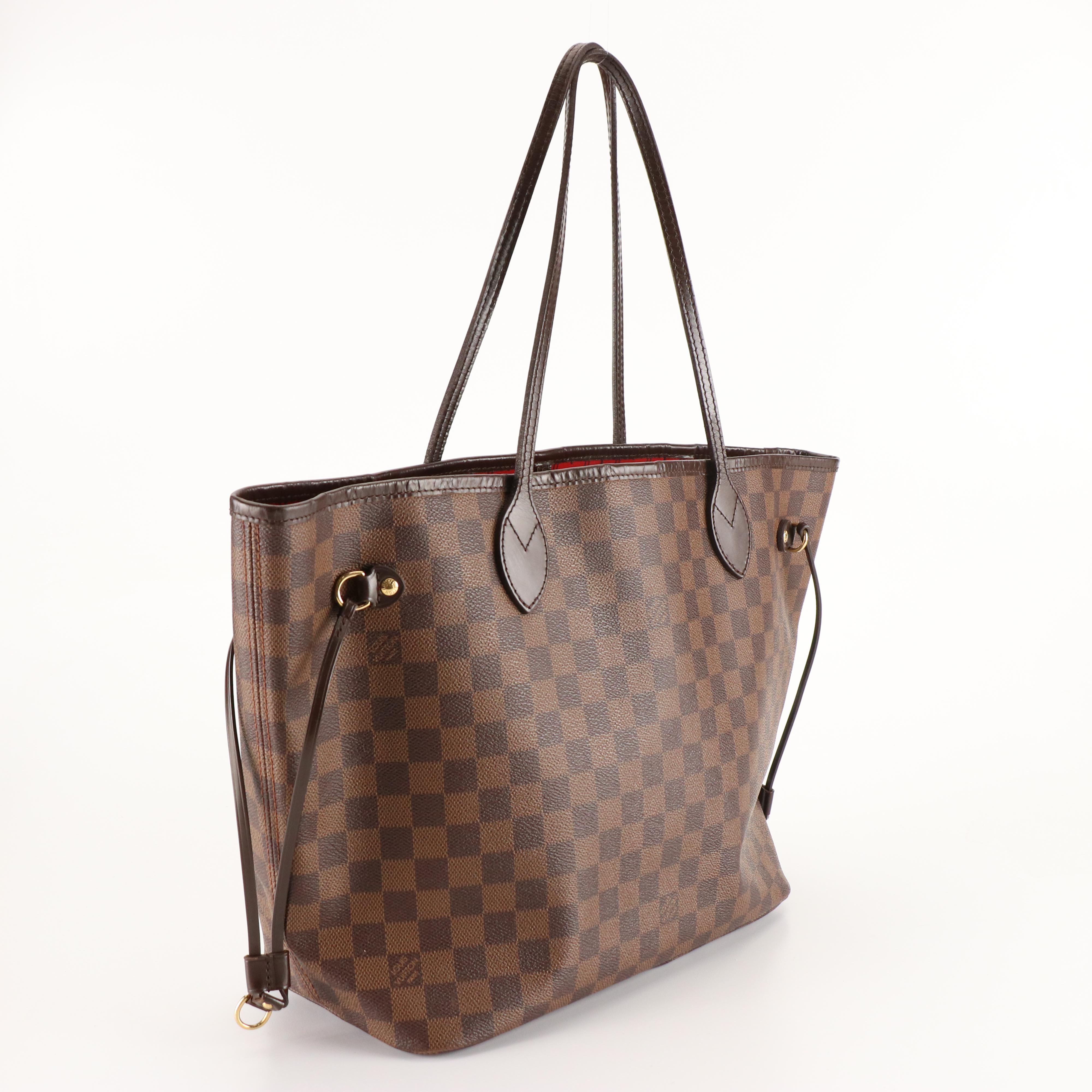 Louis Vuitton Neverfull MM in Damier Ebene Canvas and Leather with Box