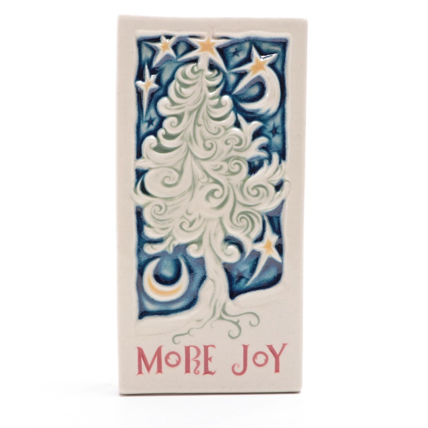 Roy Robinson for Rookwood Pottery "More Joy" Christmas Tile, 2015