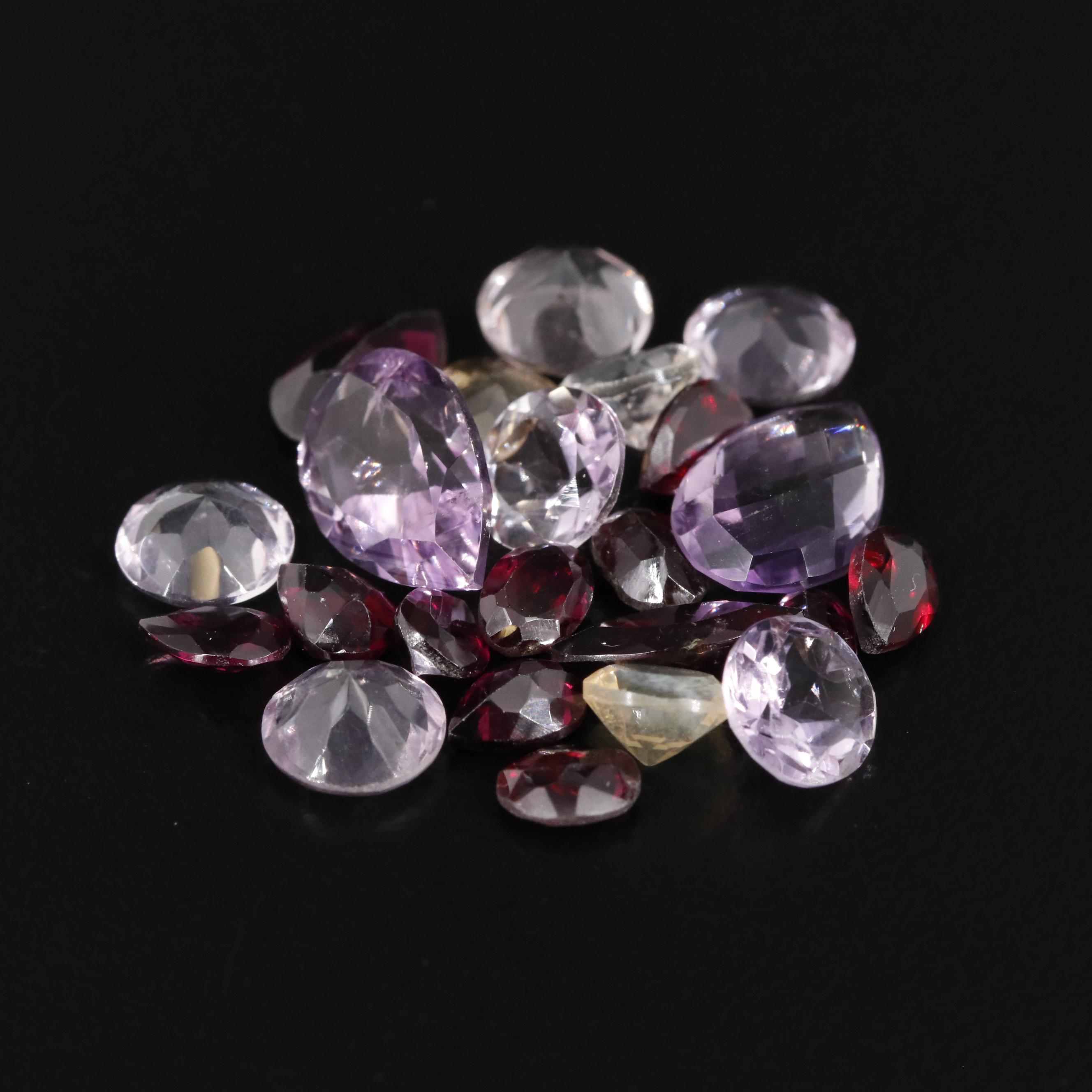 Loose 22.80 CTW Amethyst, Rhodolite Garnet and Citrine Lot