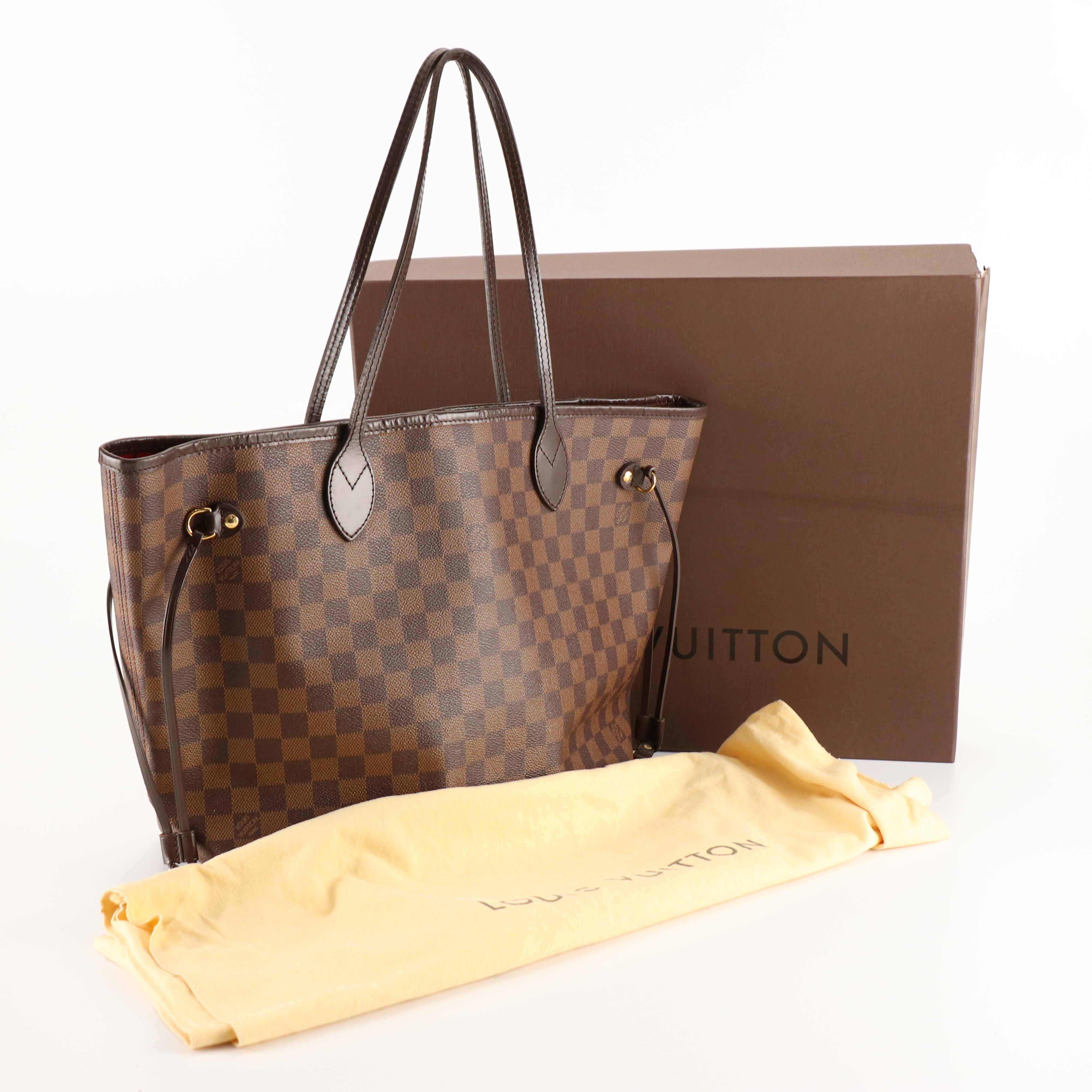 Louis Vuitton Neverfull MM in Damier Ebene Canvas and Leather with Box