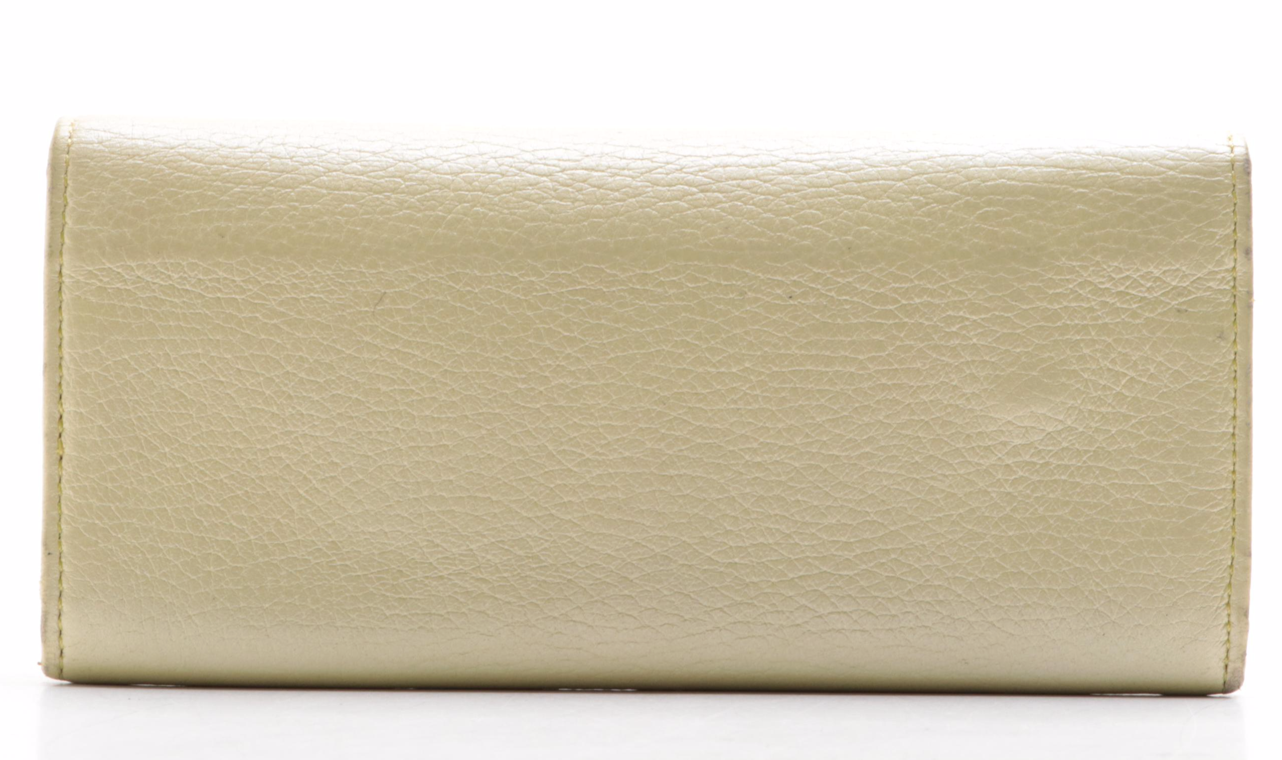 Jimmy Choo Nino Star-Studded Wallet in Pearlescent Yellow Leather