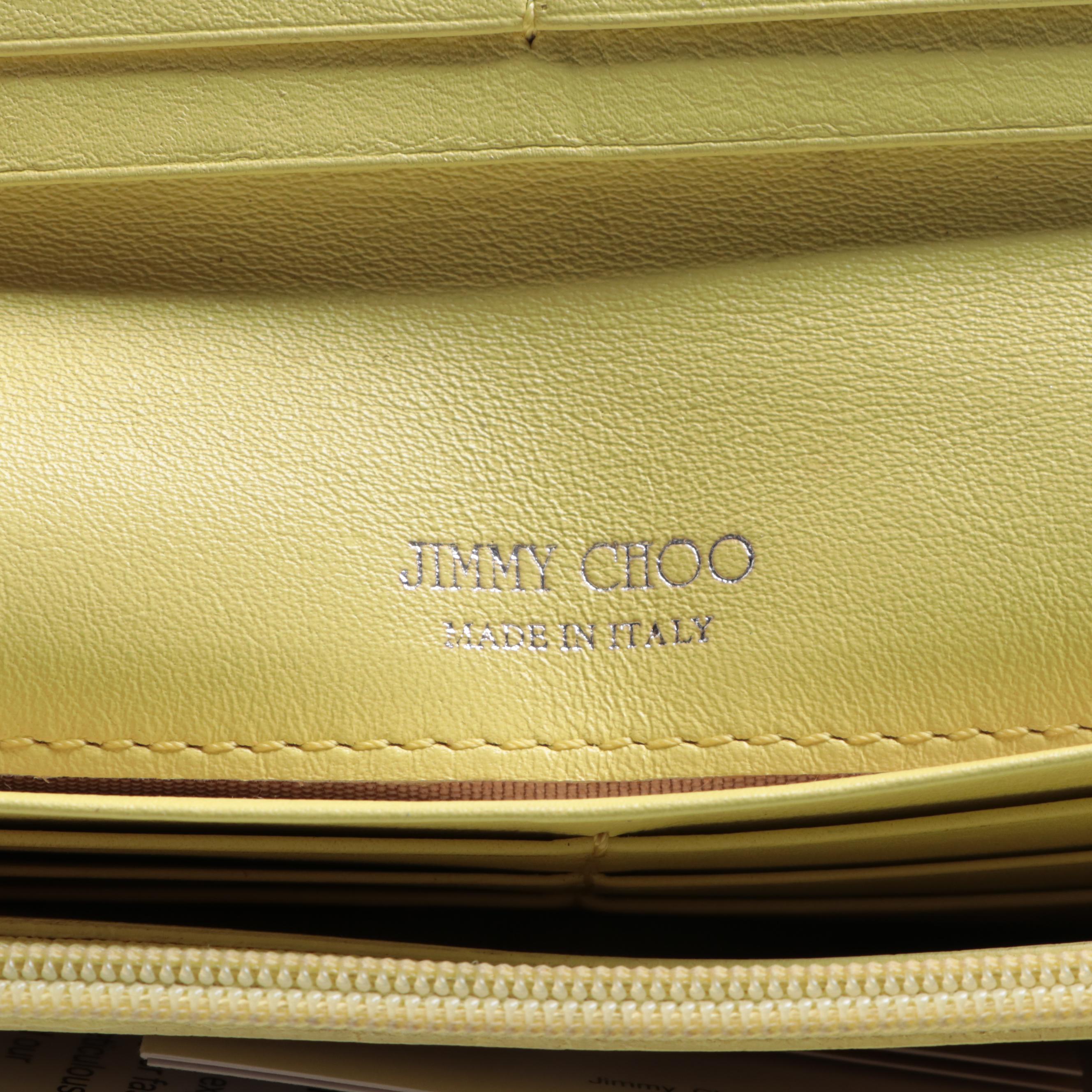 Jimmy Choo Nino Star-Studded Wallet in Pearlescent Yellow Leather