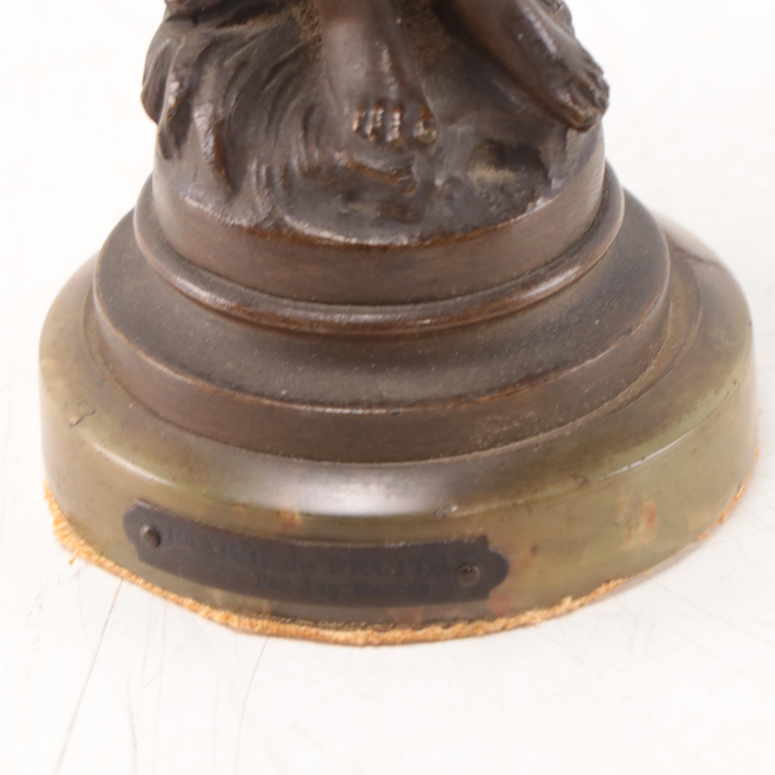 Bronze Alloy Sculpture After Auguste Moreau "Panier de Fruits"