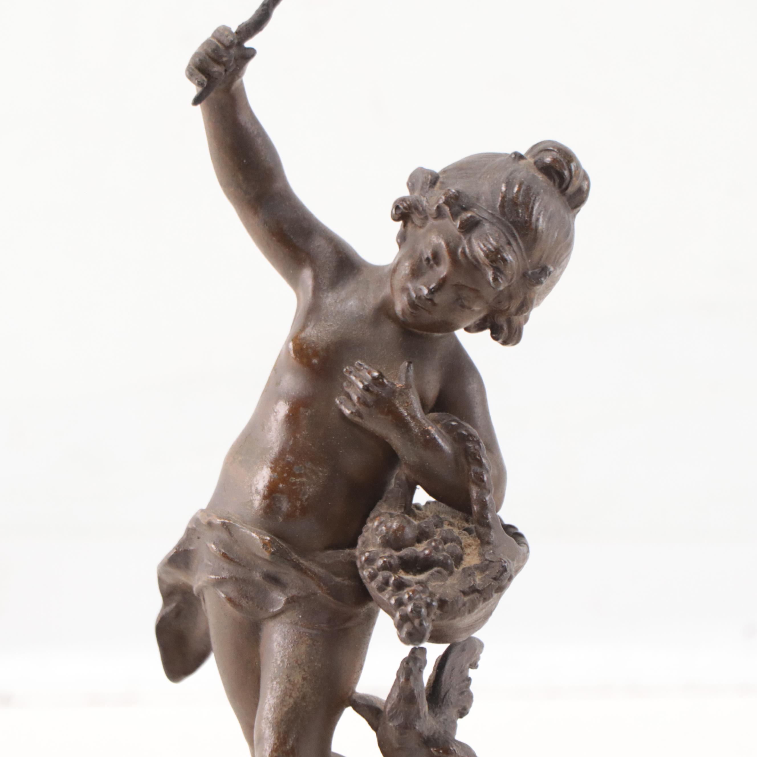 Bronze Alloy Sculpture After Auguste Moreau "Panier de Fruits"