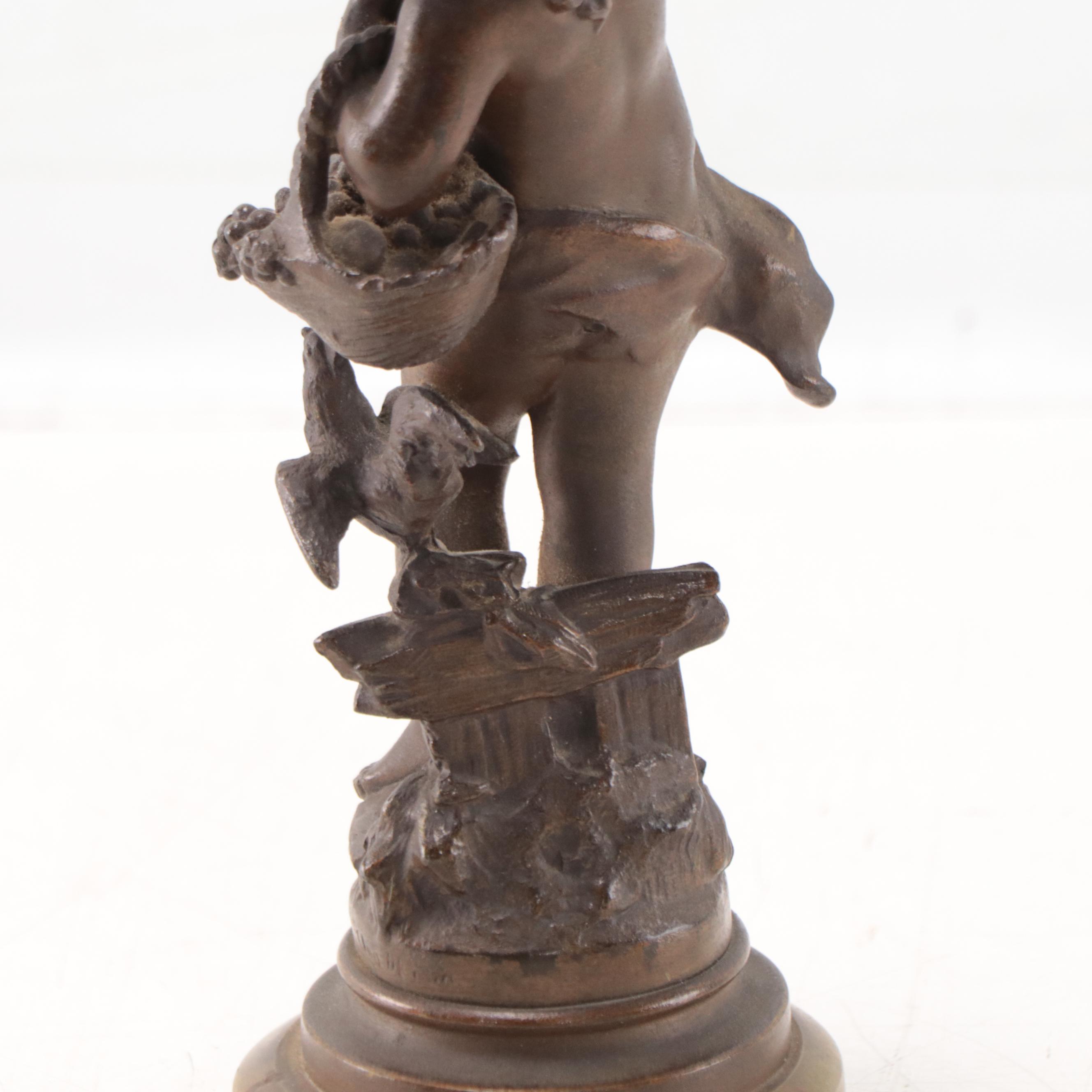 Bronze Alloy Sculpture After Auguste Moreau "Panier de Fruits"