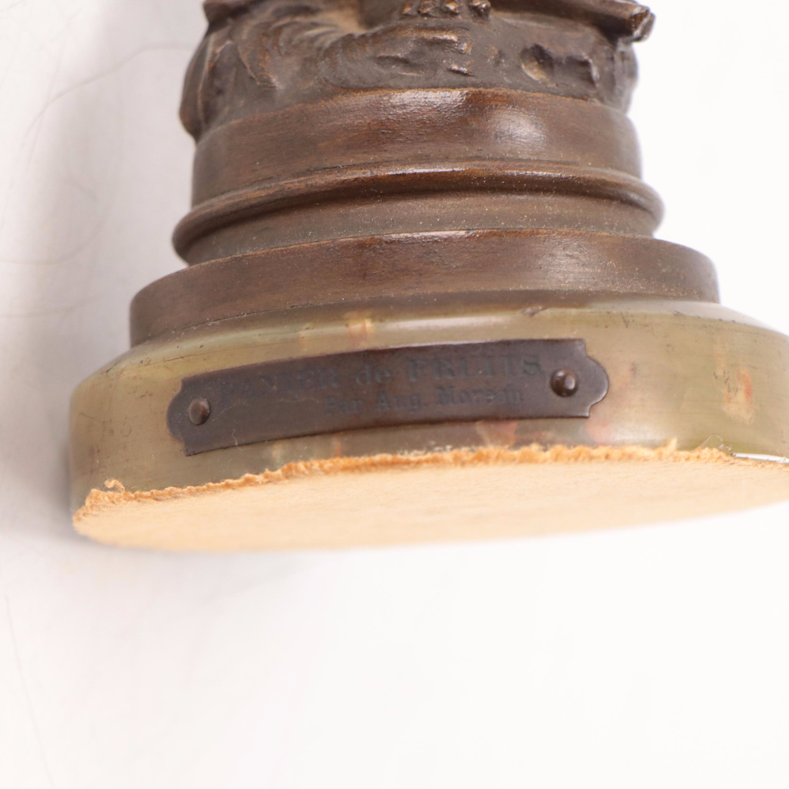 Bronze Alloy Sculpture After Auguste Moreau "Panier de Fruits"