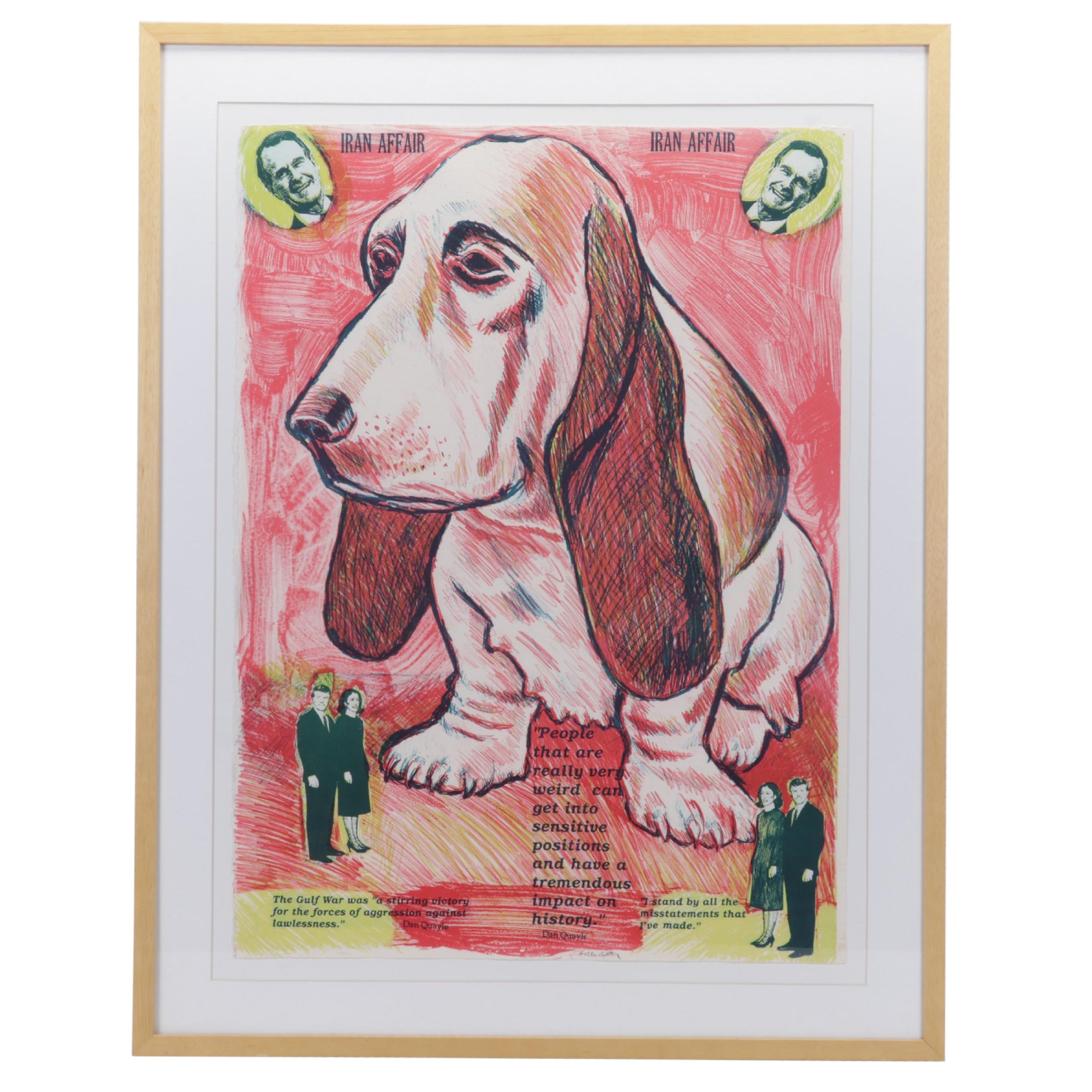 Sidney Chafetz Satirical Color Lithograph "Iran Affair," 1991