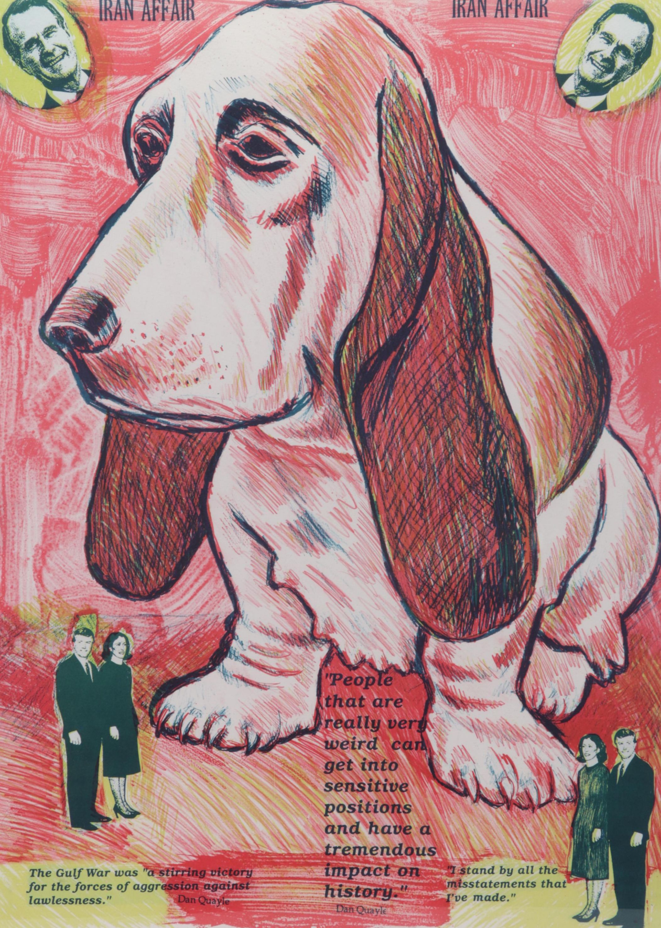 Sidney Chafetz Satirical Color Lithograph "Iran Affair," 1991