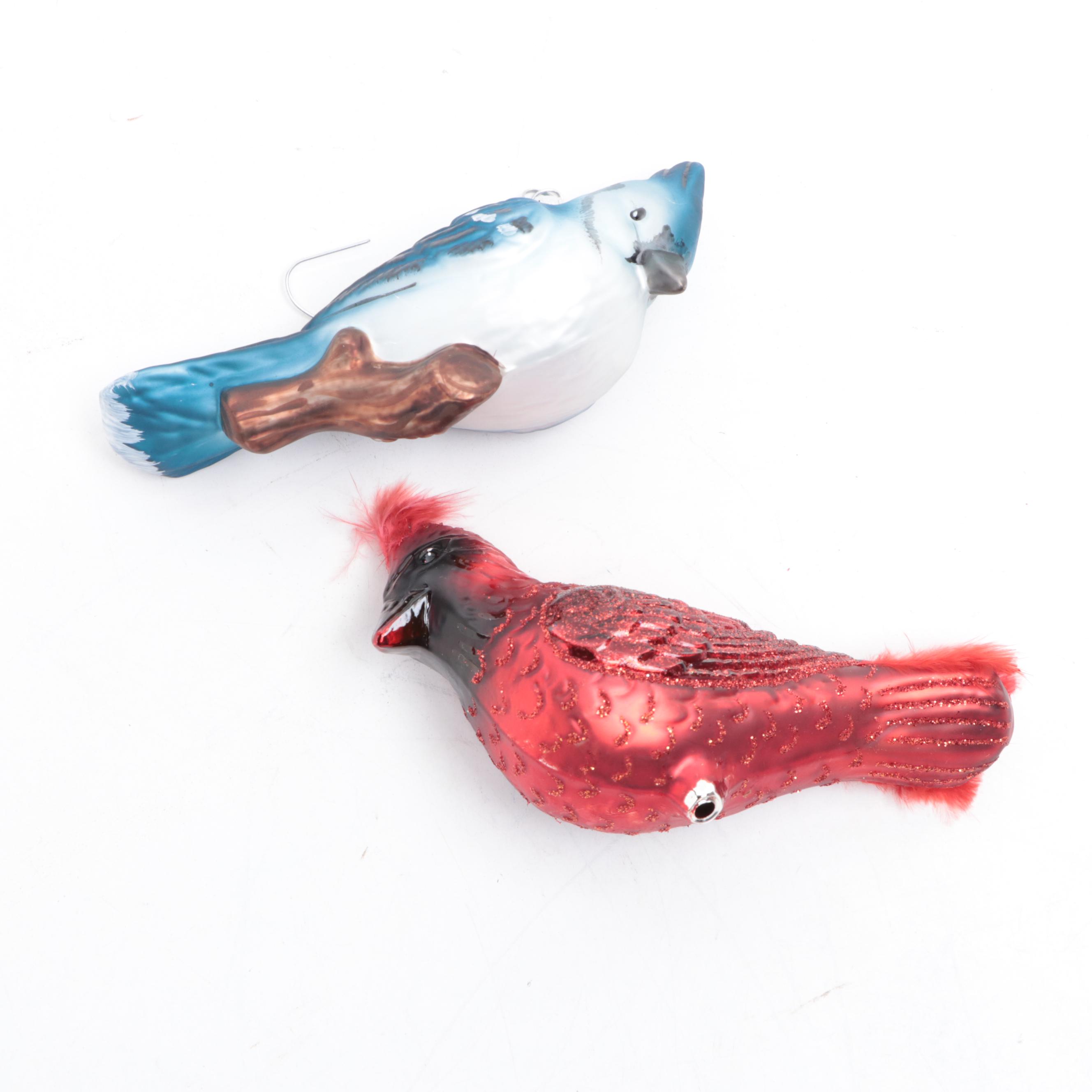 Bird, Pinecone, and Other Glass Christmas Ornaments