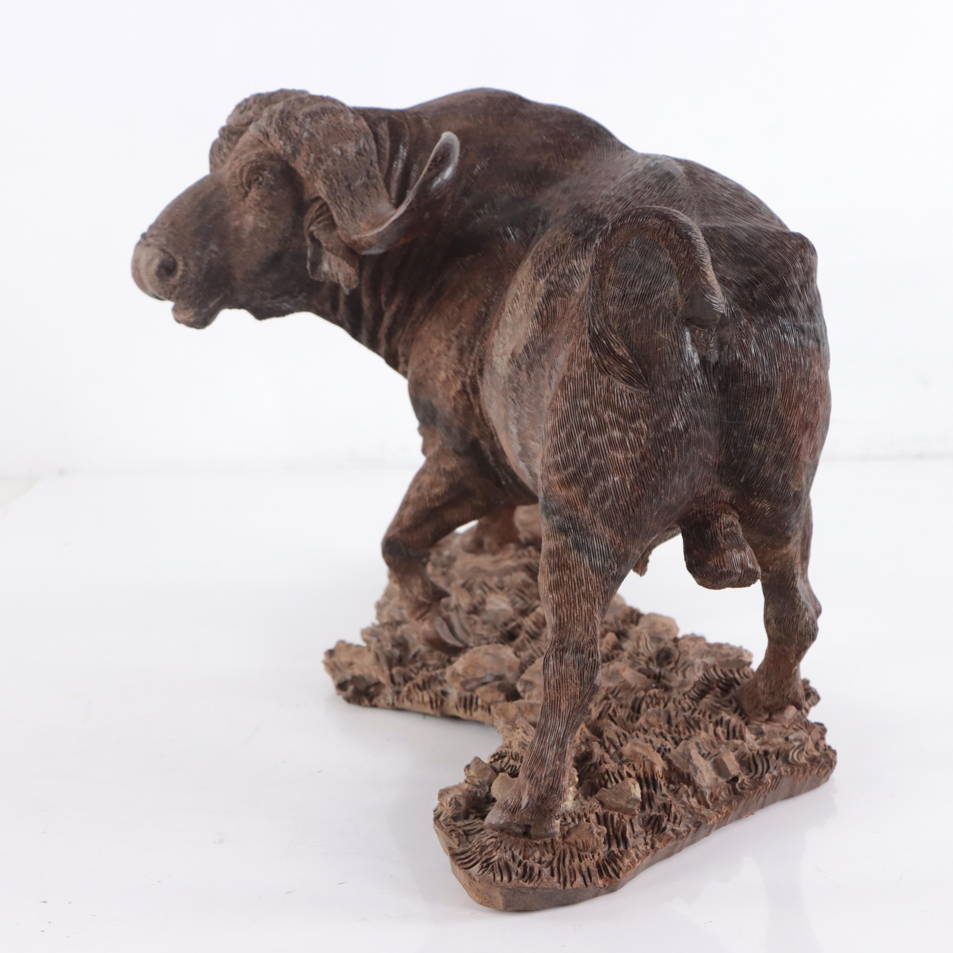 Mopho Gonde Carved Leadwood Sculpture of a Cape Buffalo, 1999