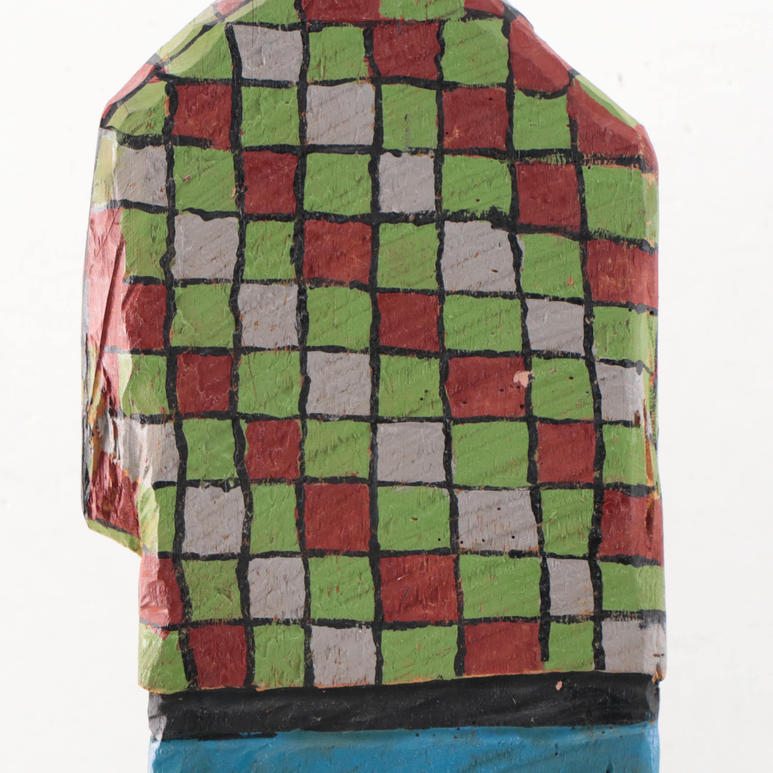 Josef Folk Art Hand-Painted Carved Wood Sculpture of Fishermen, 2002