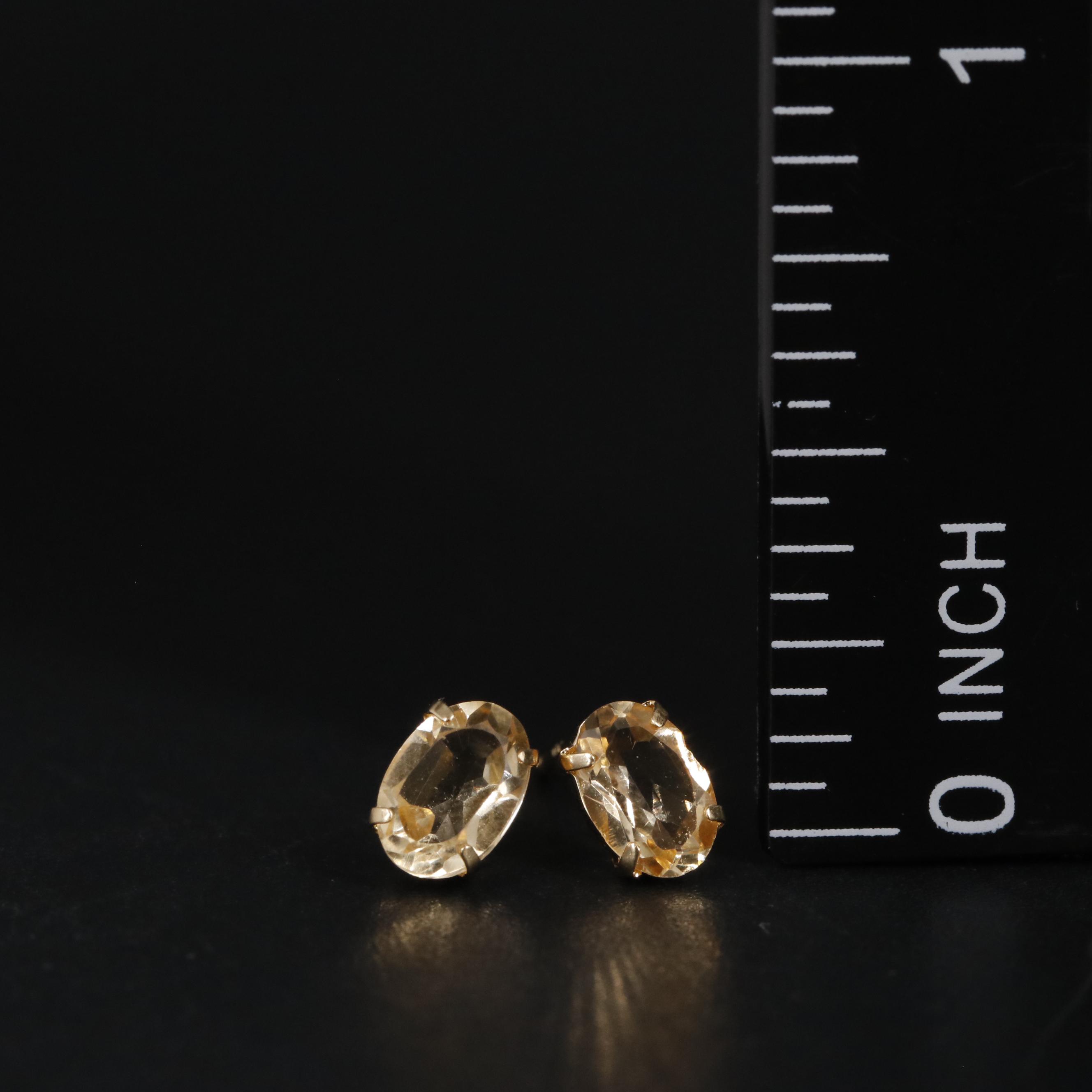 18K Citrine Stud Earrings