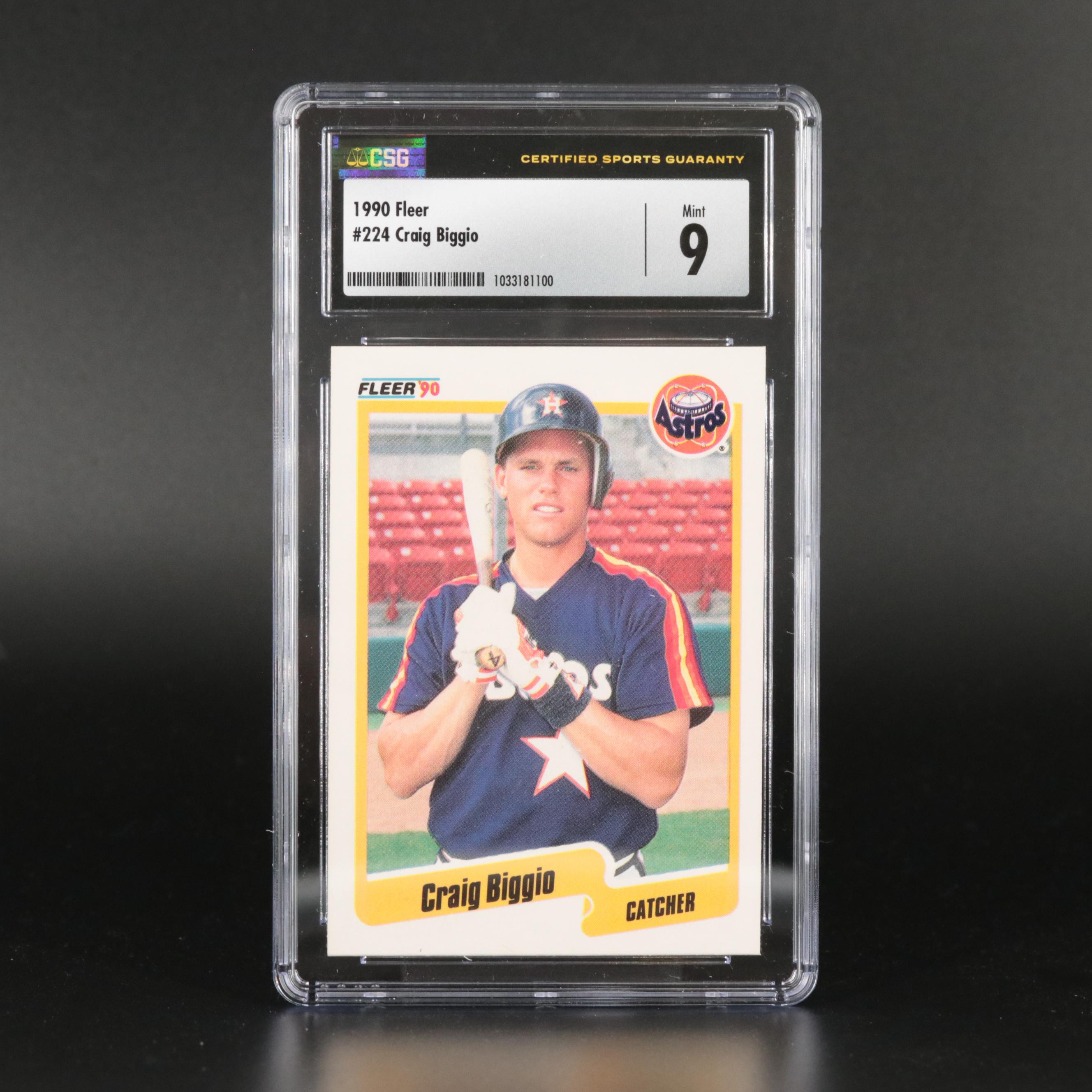 1990 Fleer Craig Biggio CSG 9 #224 Houston Astros