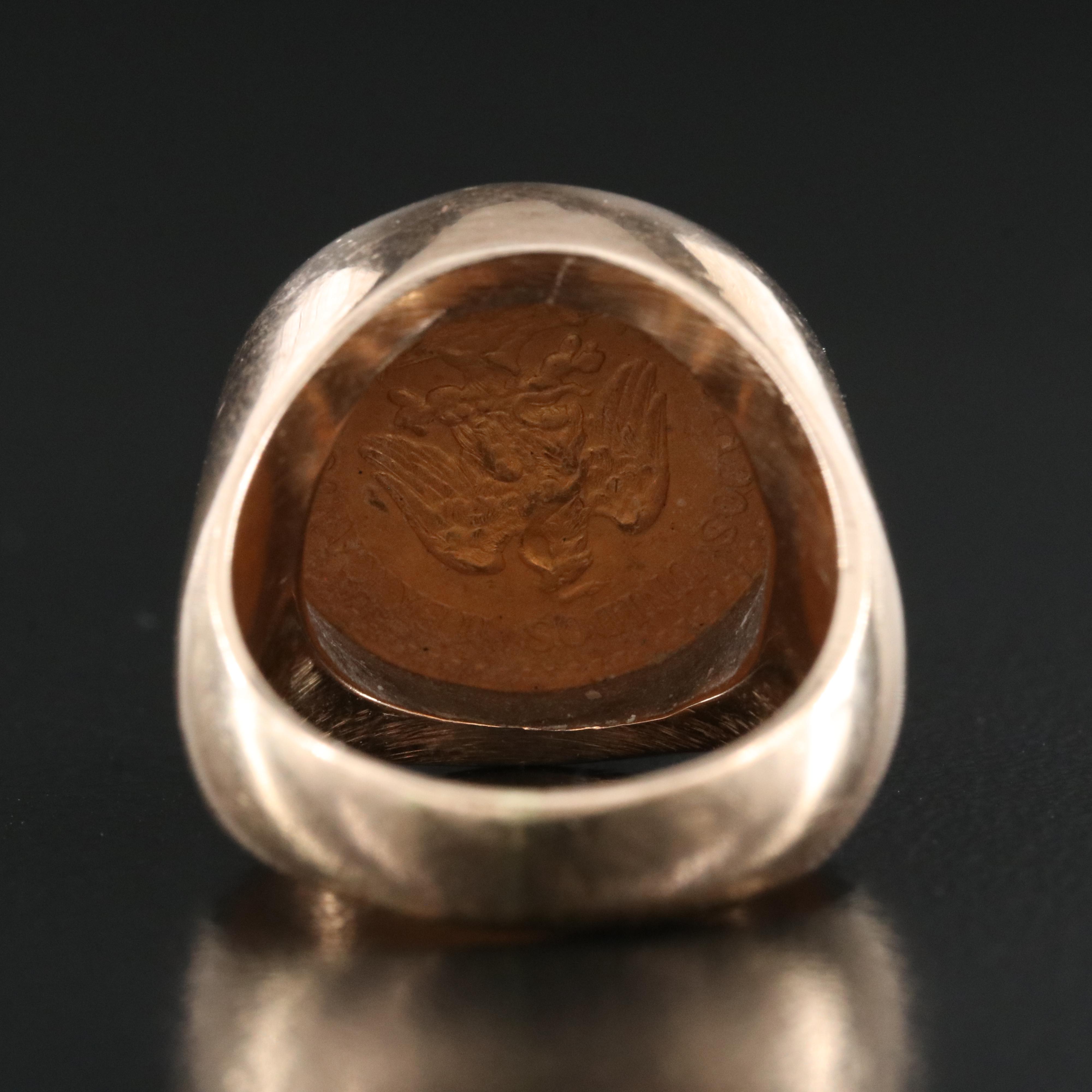 10K Mexican 2 1/2 Peso Gold Coin Ring