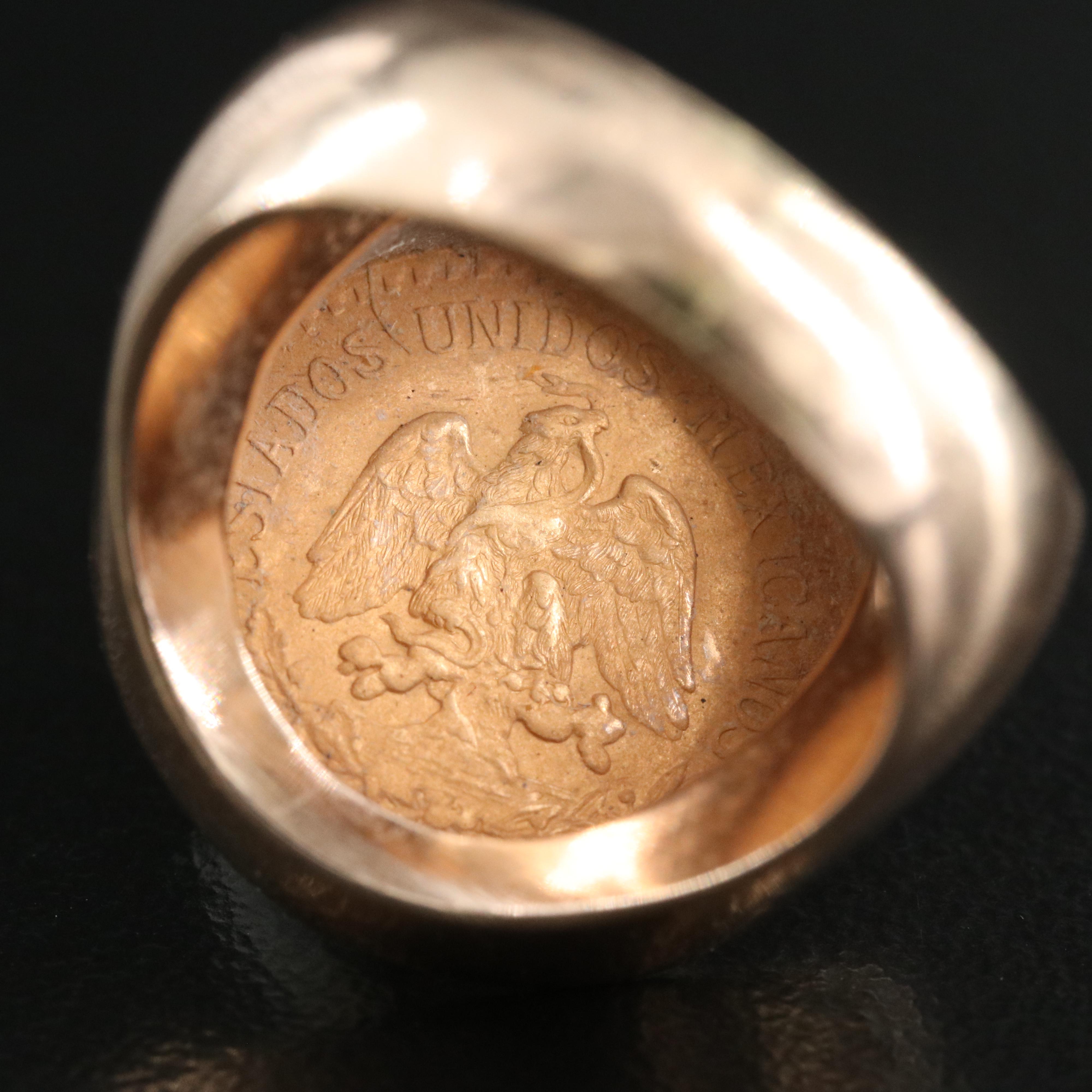 10K Mexican 2 1/2 Peso Gold Coin Ring