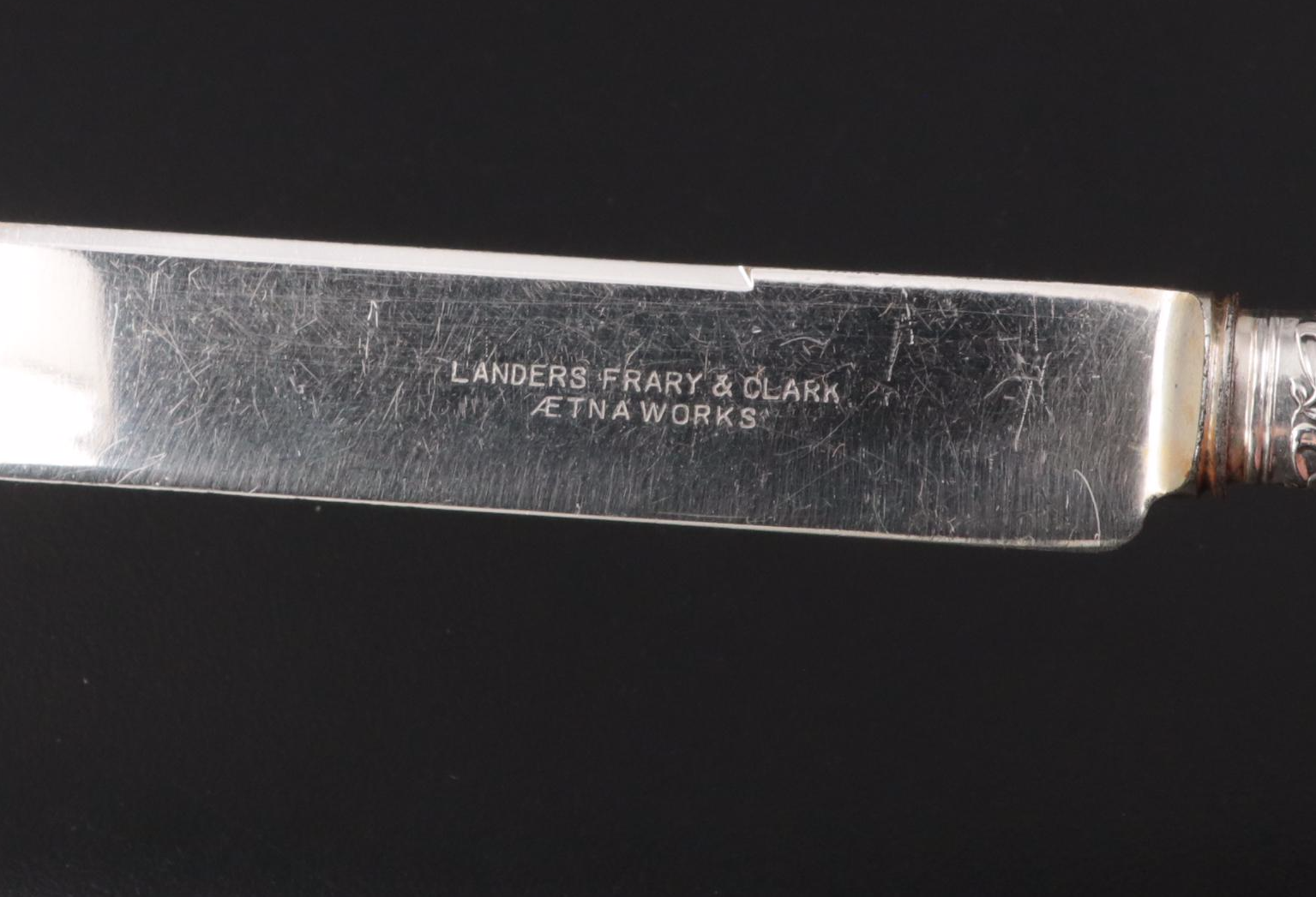 Mother-of-Pearl Handled Dessert Set with Sterling Collars, 20th Century