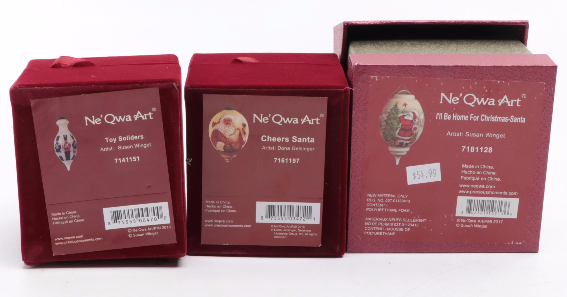 Susan Winget for Ne'Qwa Art Ornaments with Other Ne'Qwa Art Glass Ornaments