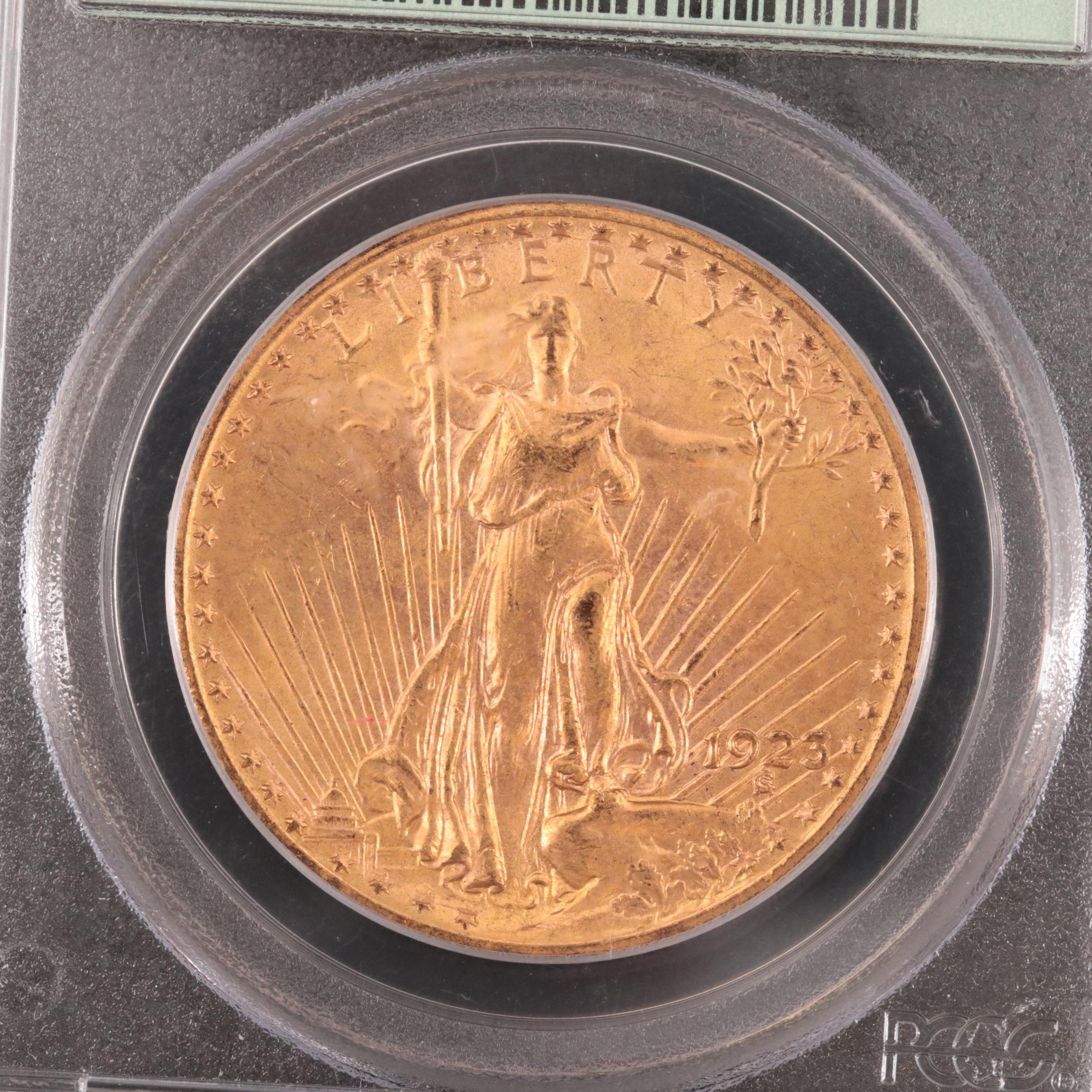 PCGS Graded MS63 1923 Saint Gaudens $20 Gold Coin