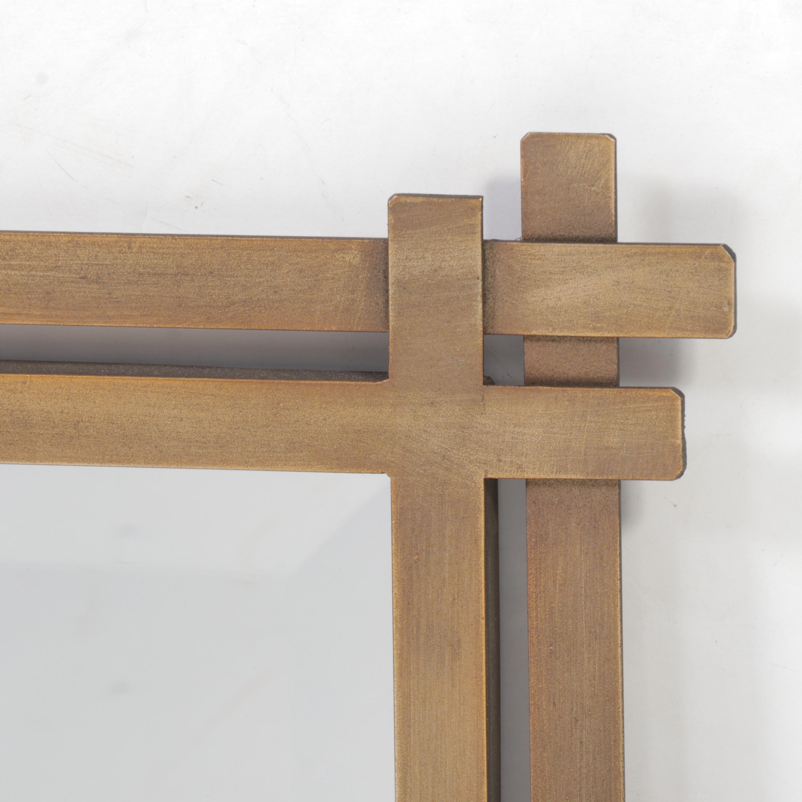 Black-Painted and Parcel-Gilt Metal-Clad Mirror Plus Gilt Metal Example