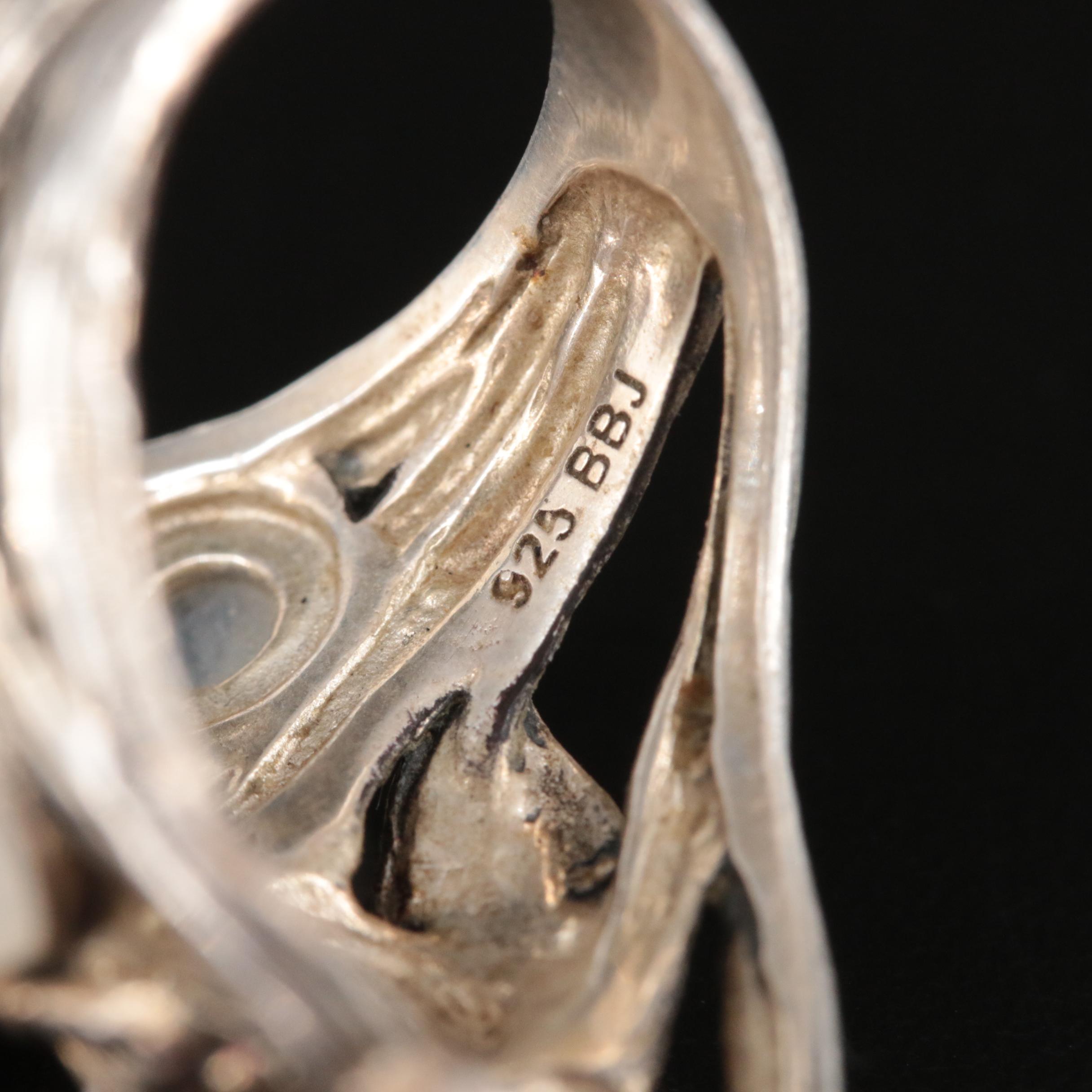 Sterling Rainbow Moonstone Foliate Ring