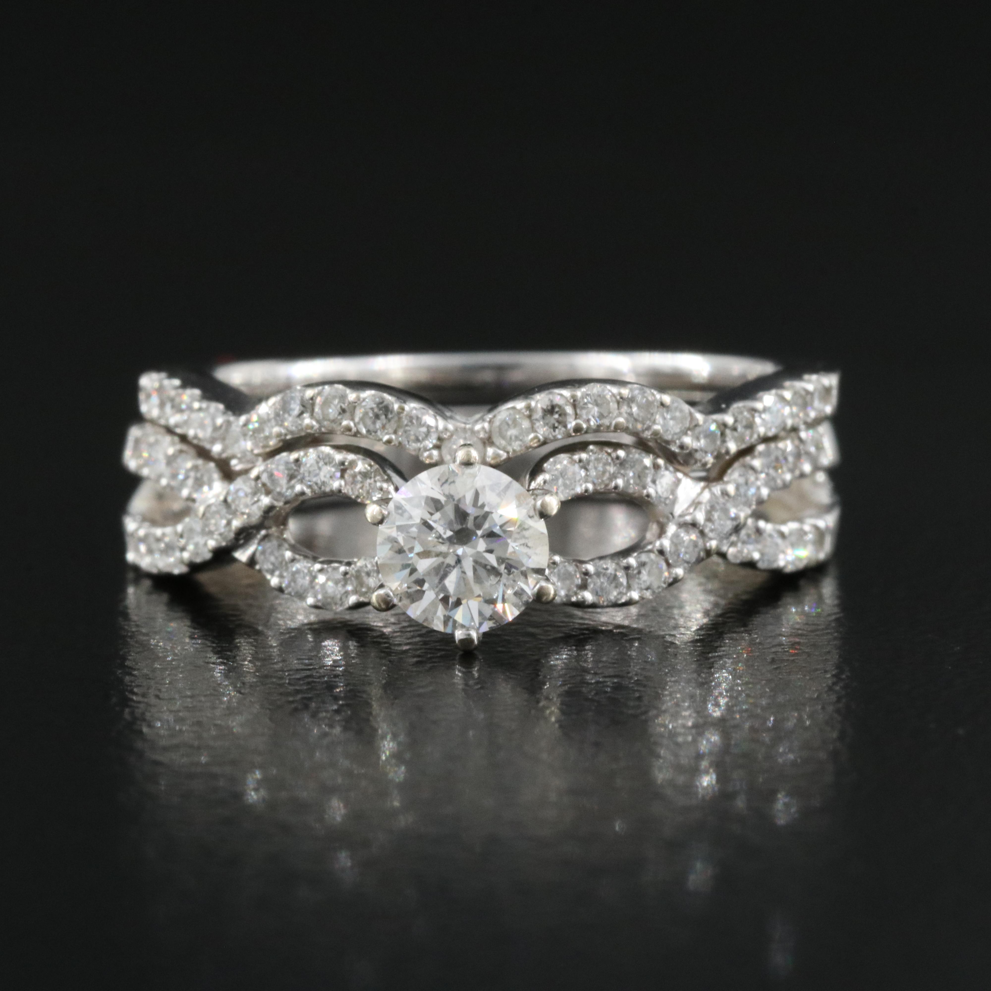 14K 0.89 CTW Diamond Ring and Band Set