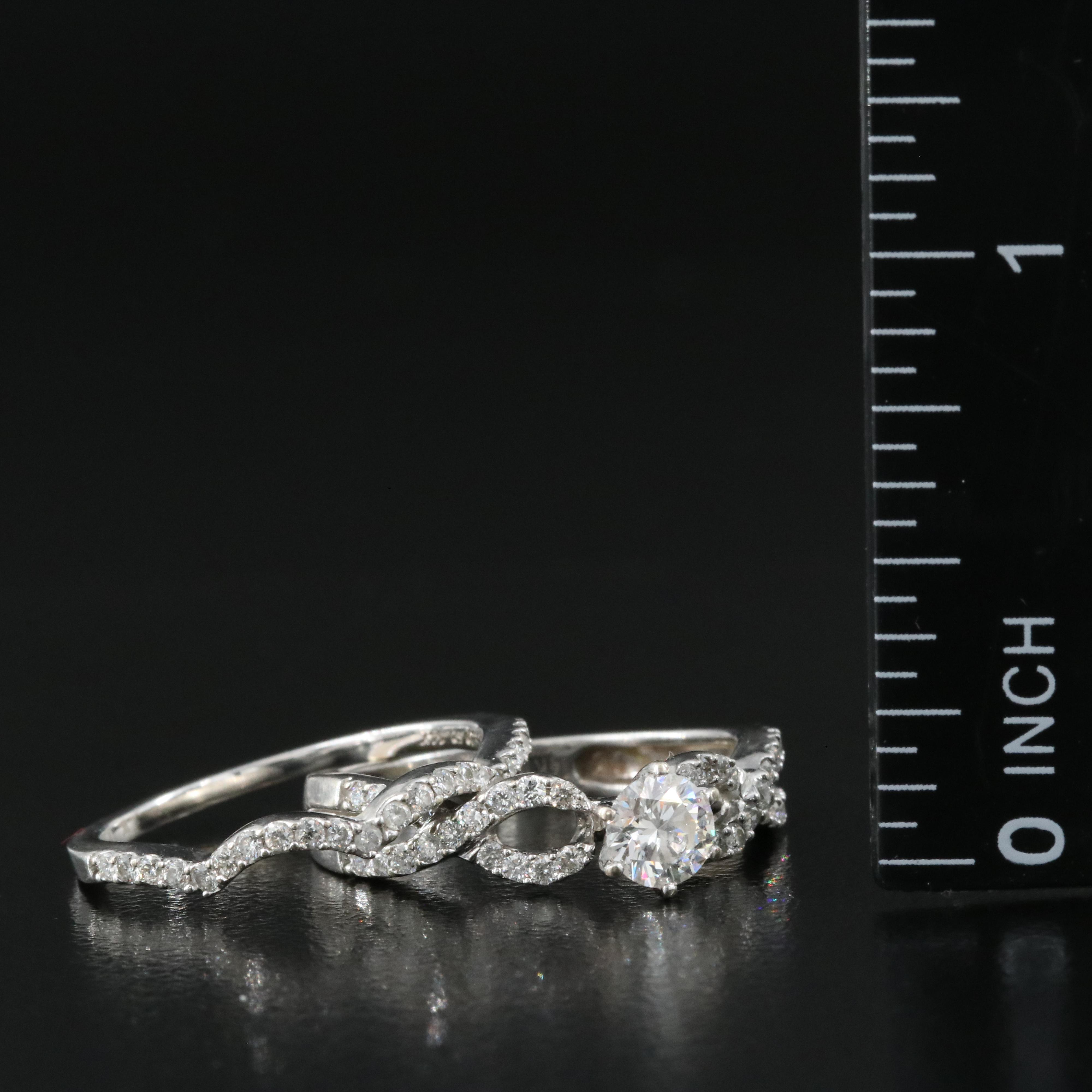 14K 0.89 CTW Diamond Ring and Band Set