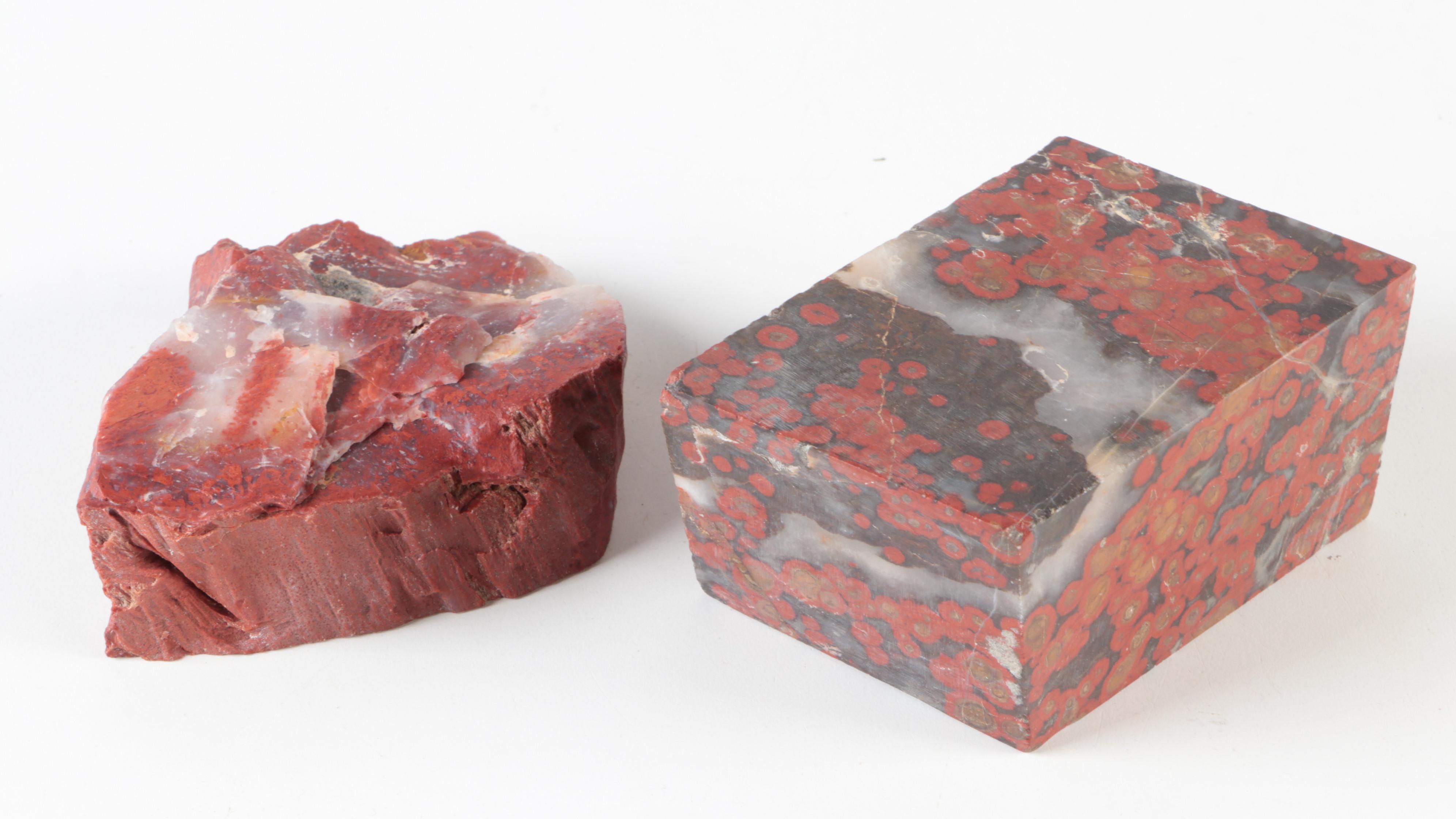 Carnelian Agate, Banded Agate and Petrified Wood Specimens
