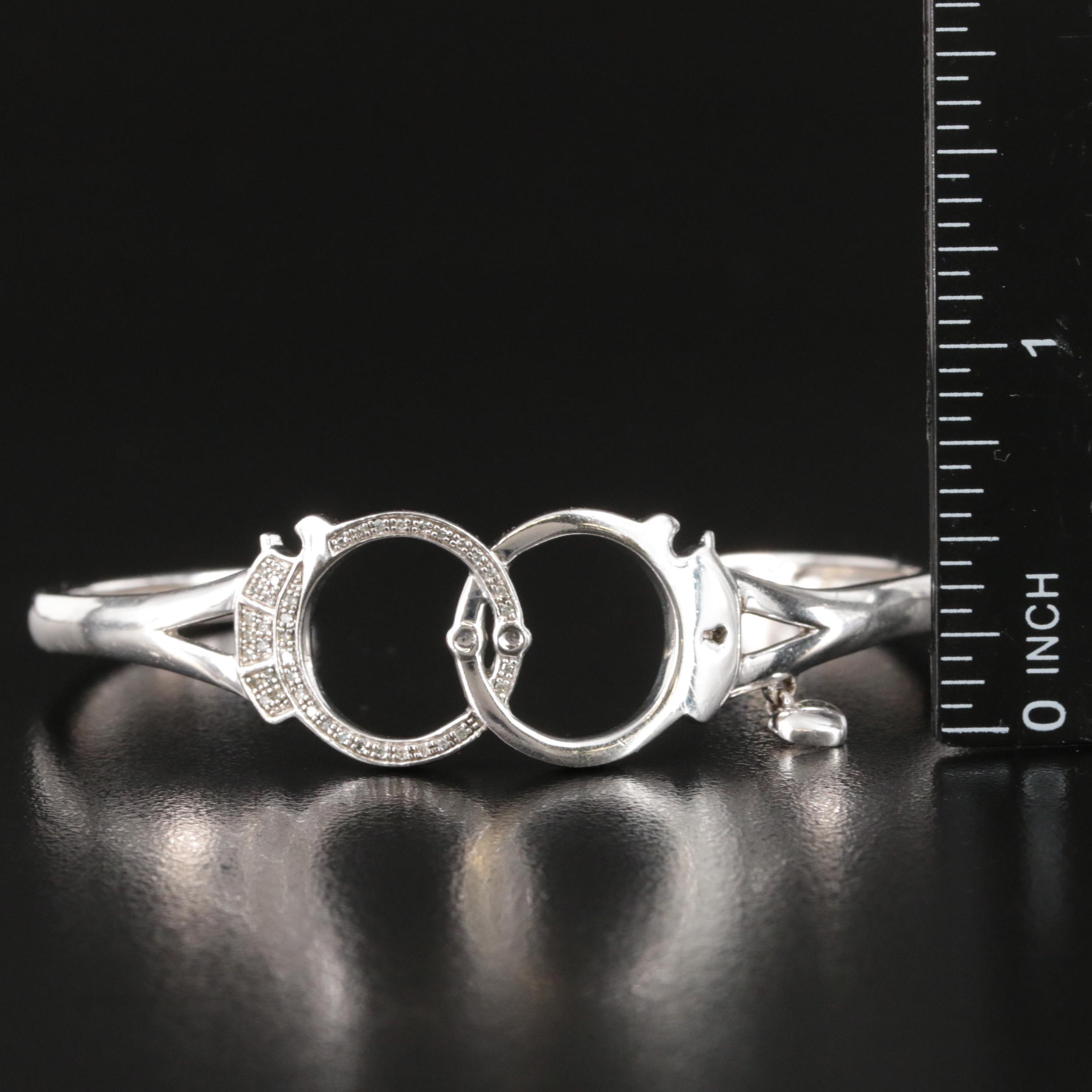 Sterling Diamond Handcuff Cuff