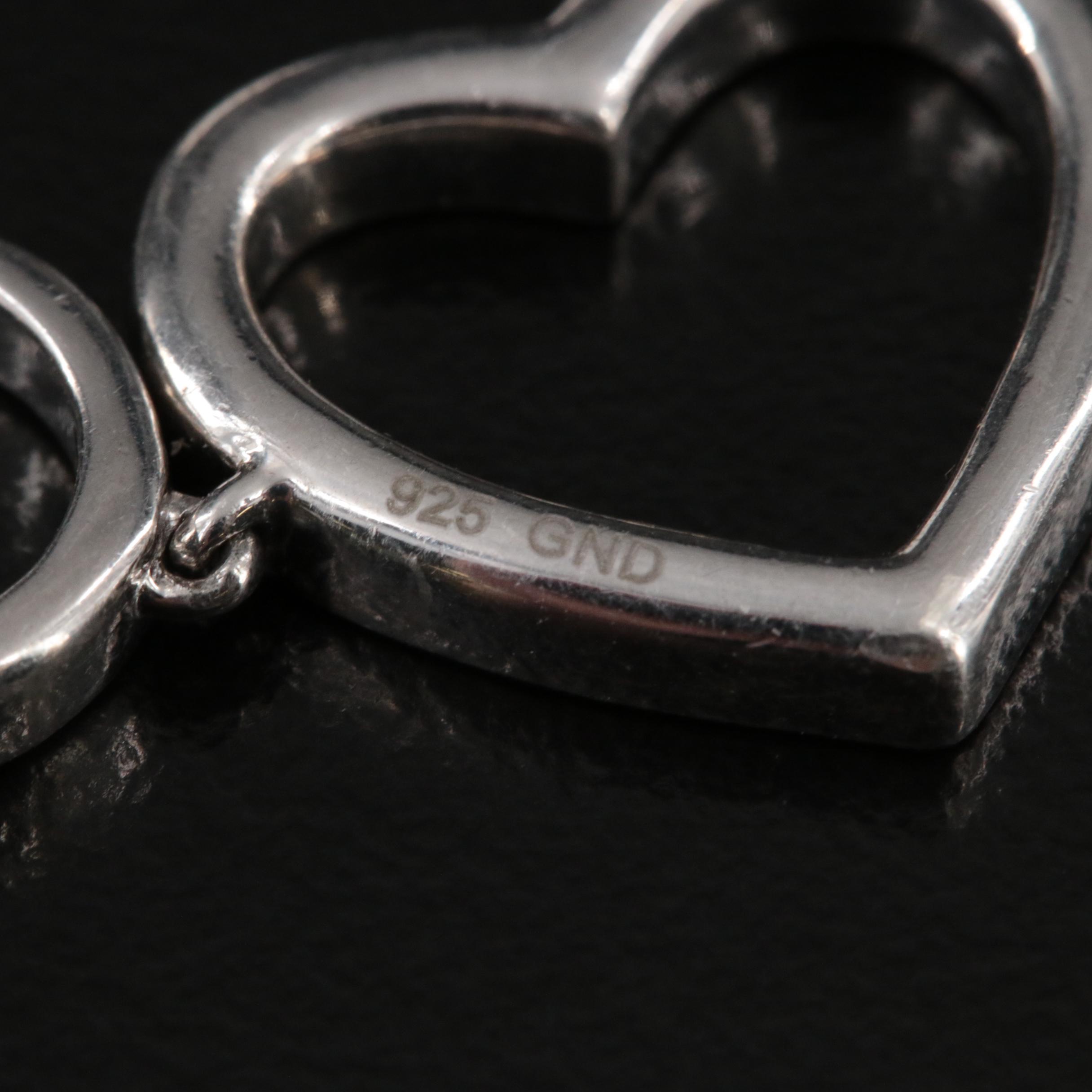 Sterling Diamond Heart Bolo Bracelet