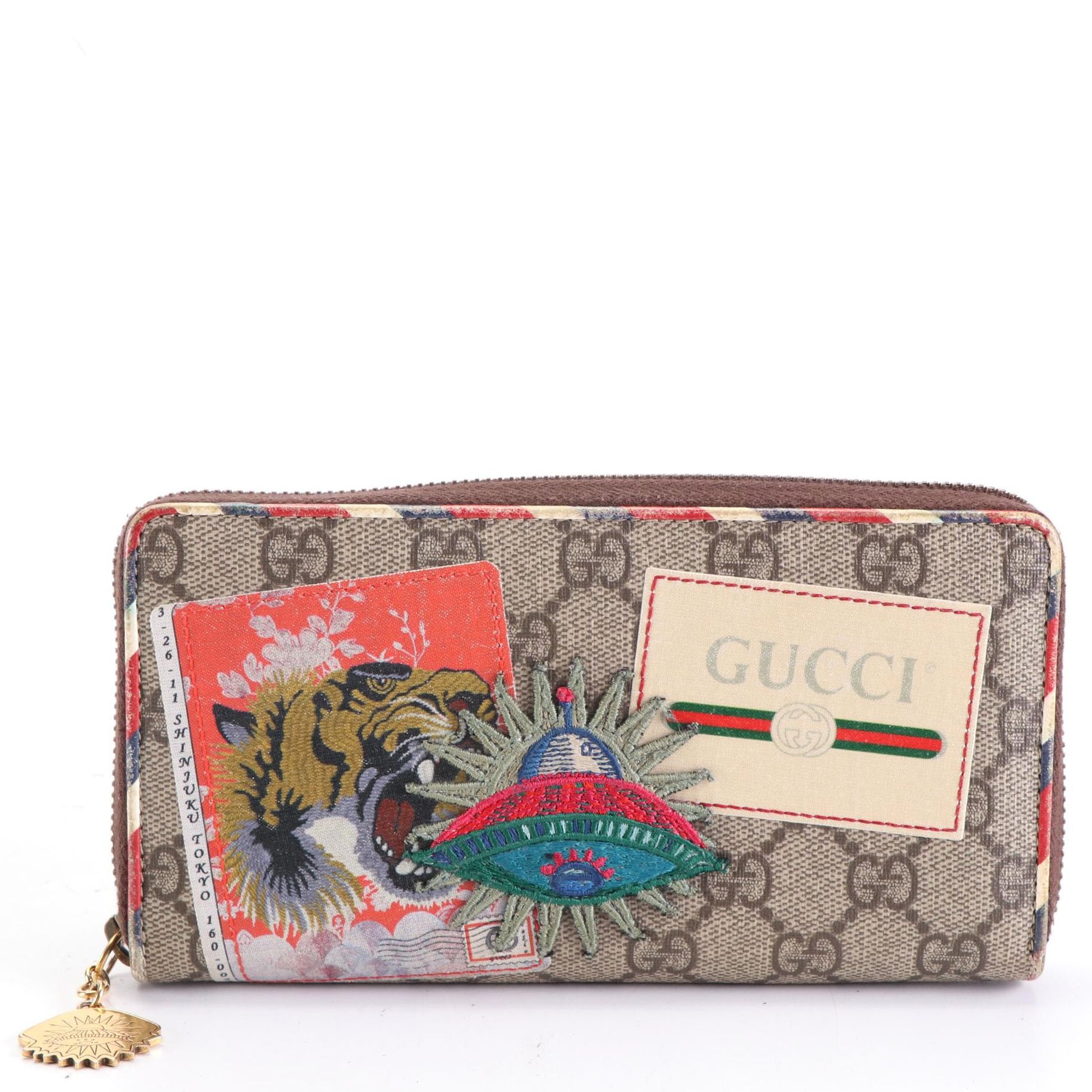 Gucci GG Supreme Canvas Courier Zip-Around Wallet