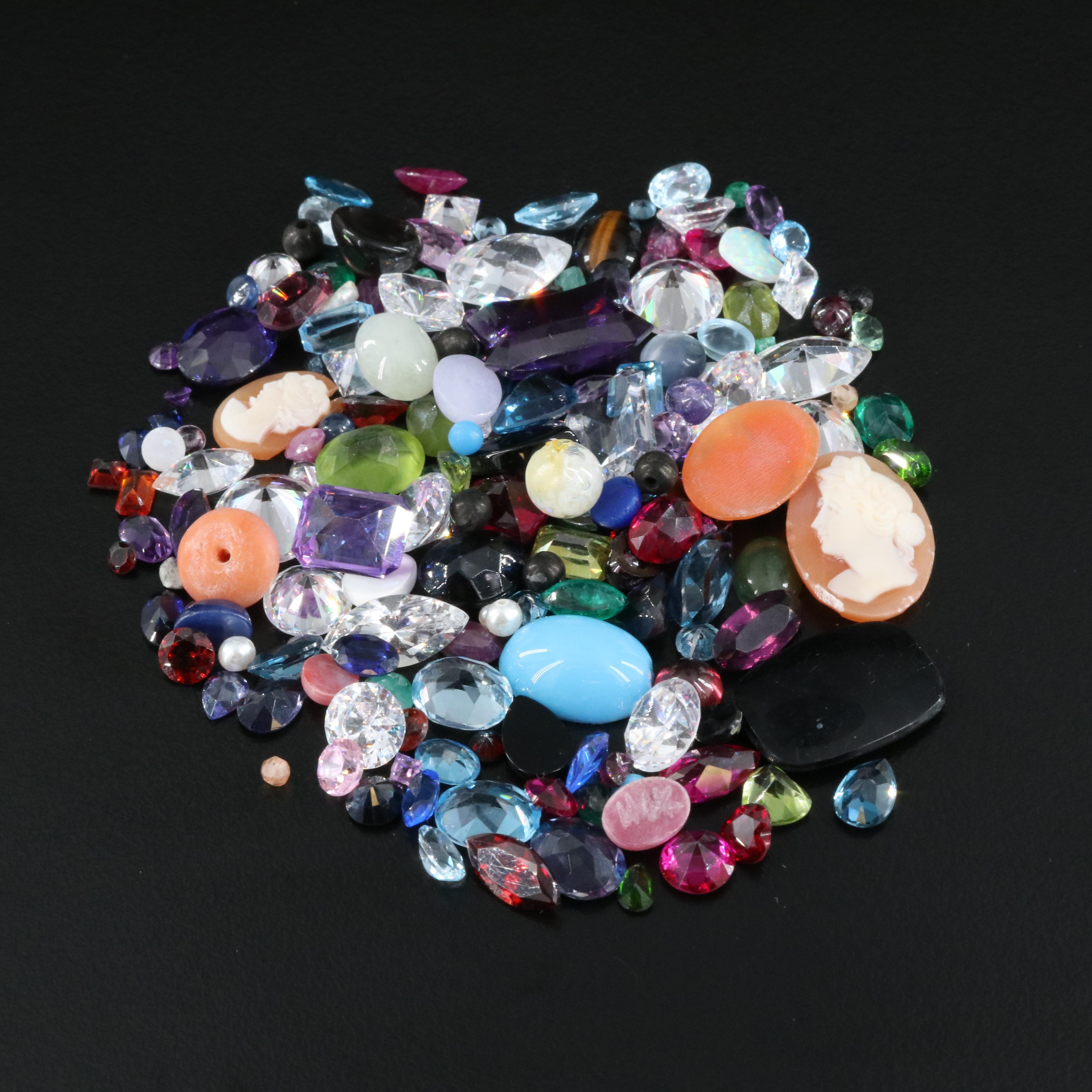 Loose Coral, Shell, Amethyst and Additional Gemstones