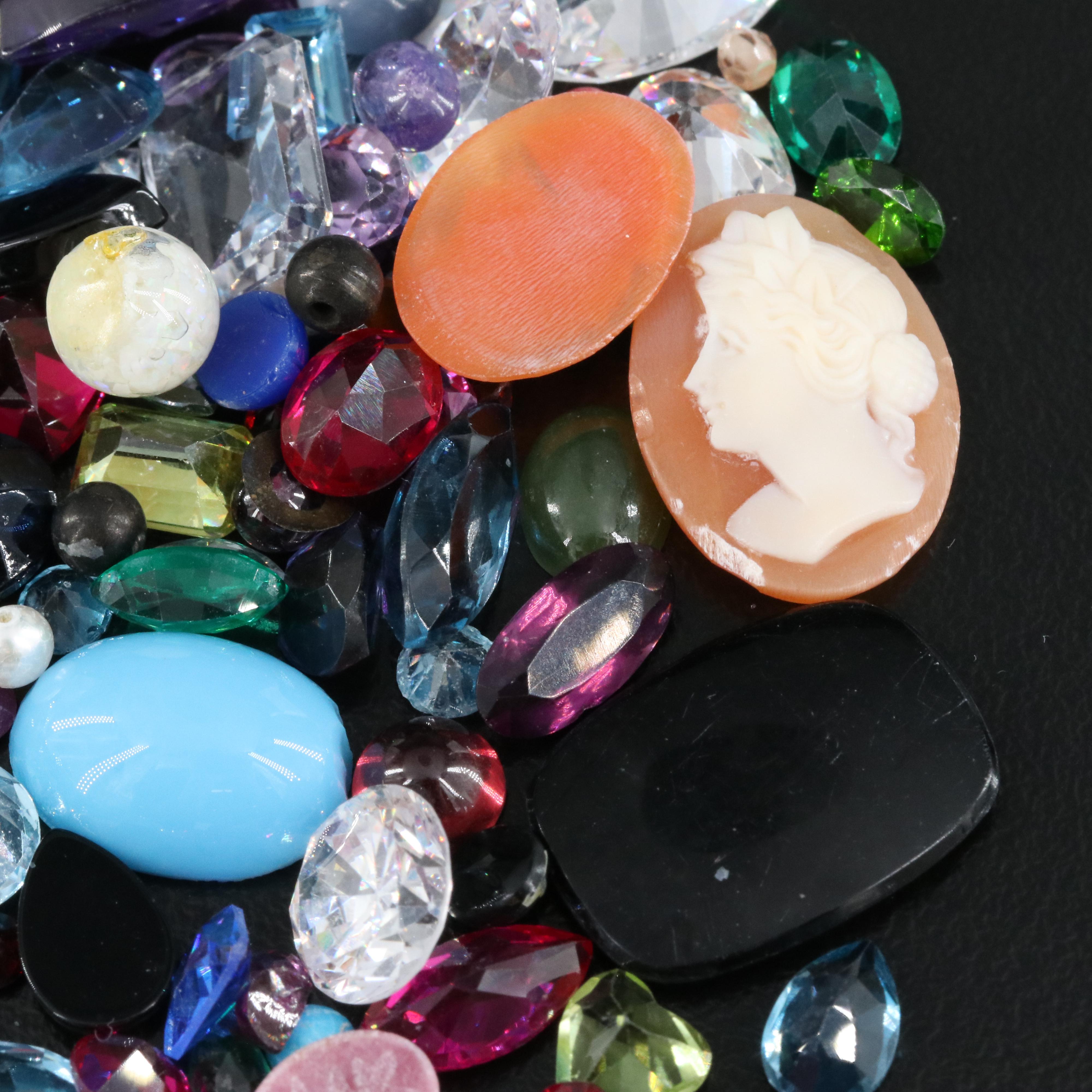 Loose Coral, Shell, Amethyst and Additional Gemstones