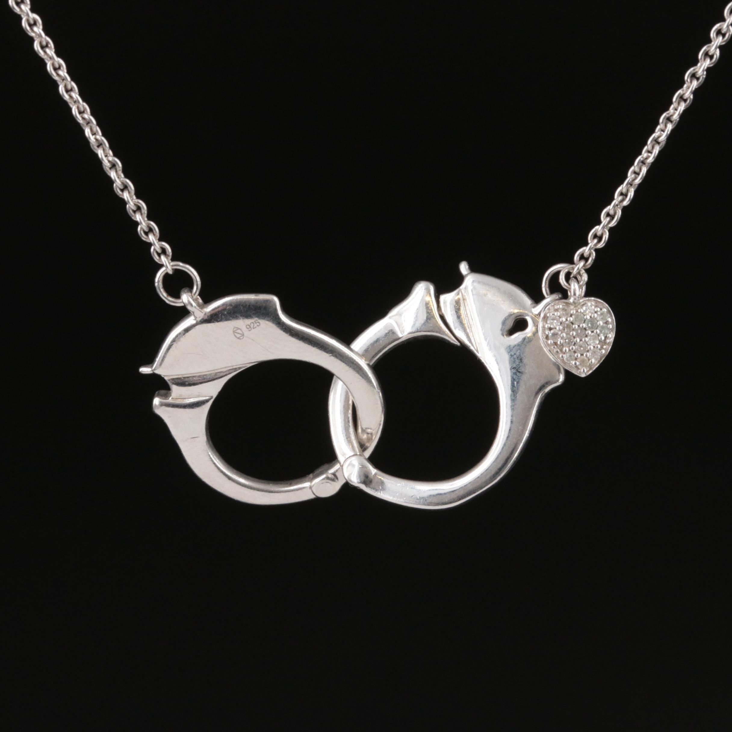 Sterling Diamond Handcuff Necklace