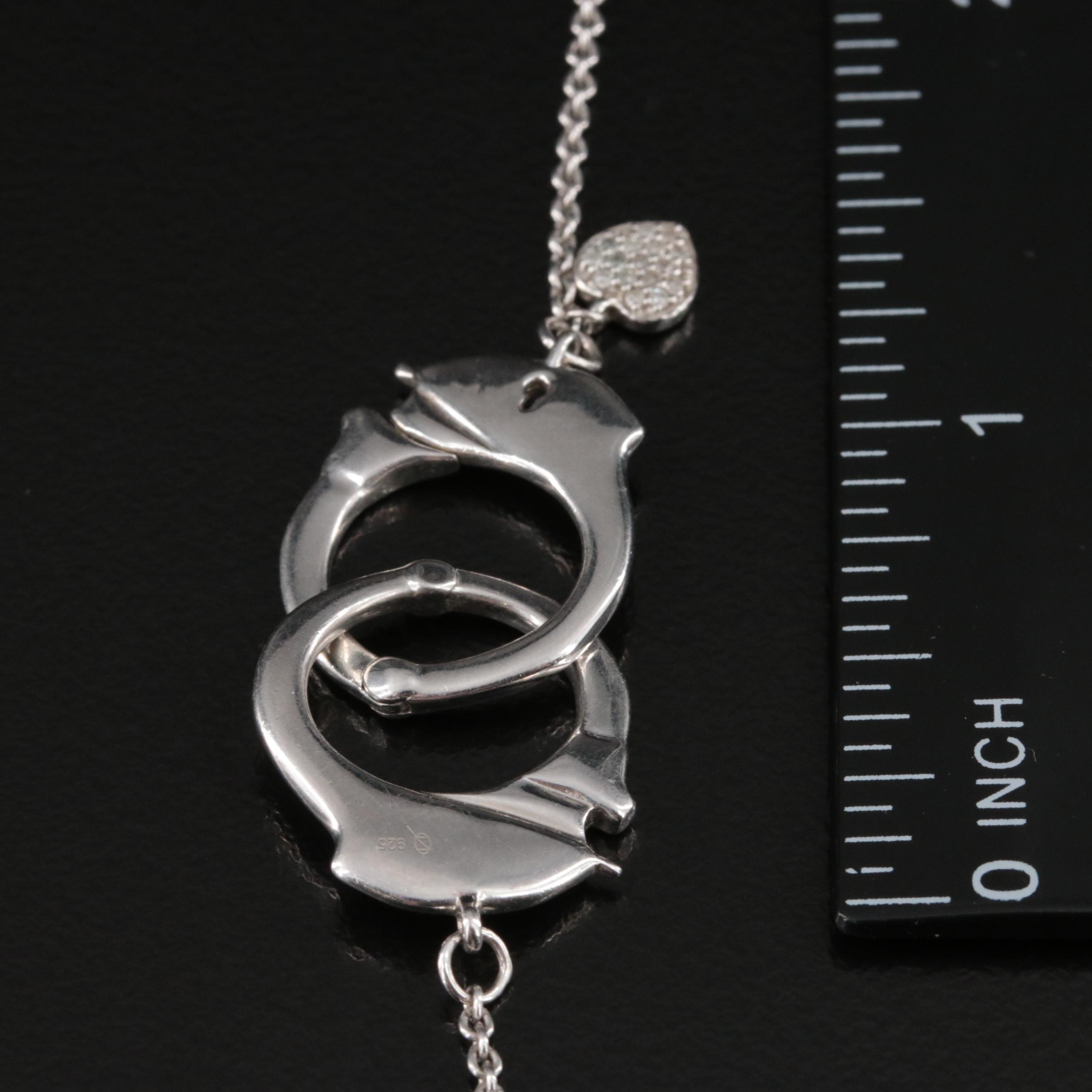 Sterling Diamond Handcuff Necklace