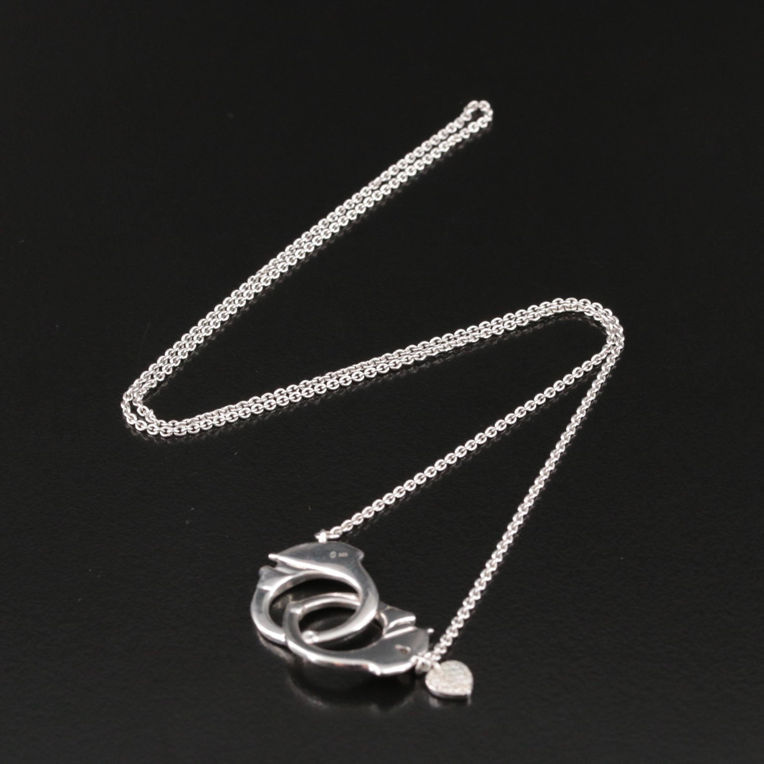 Sterling Diamond Handcuff Necklace
